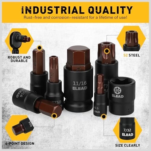 66-Piece Torx & Hex Bit Socket Set, CR-V & S2 Steel, T8-T70 E4-E24, High Torque,