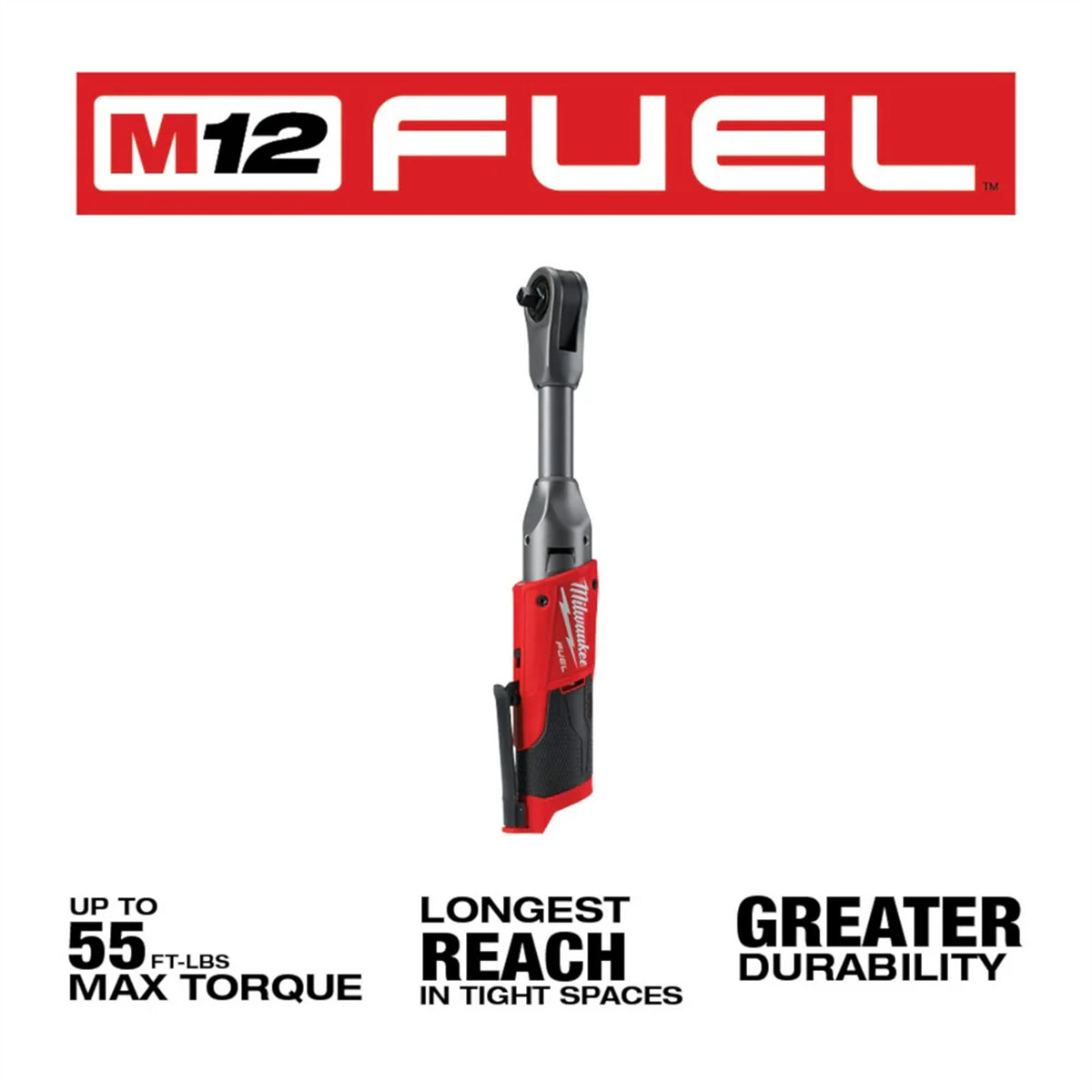 Milwaukee 2560-20 M12 FUEL 3/8″ Extended Reach Ratchet, Cordless Power