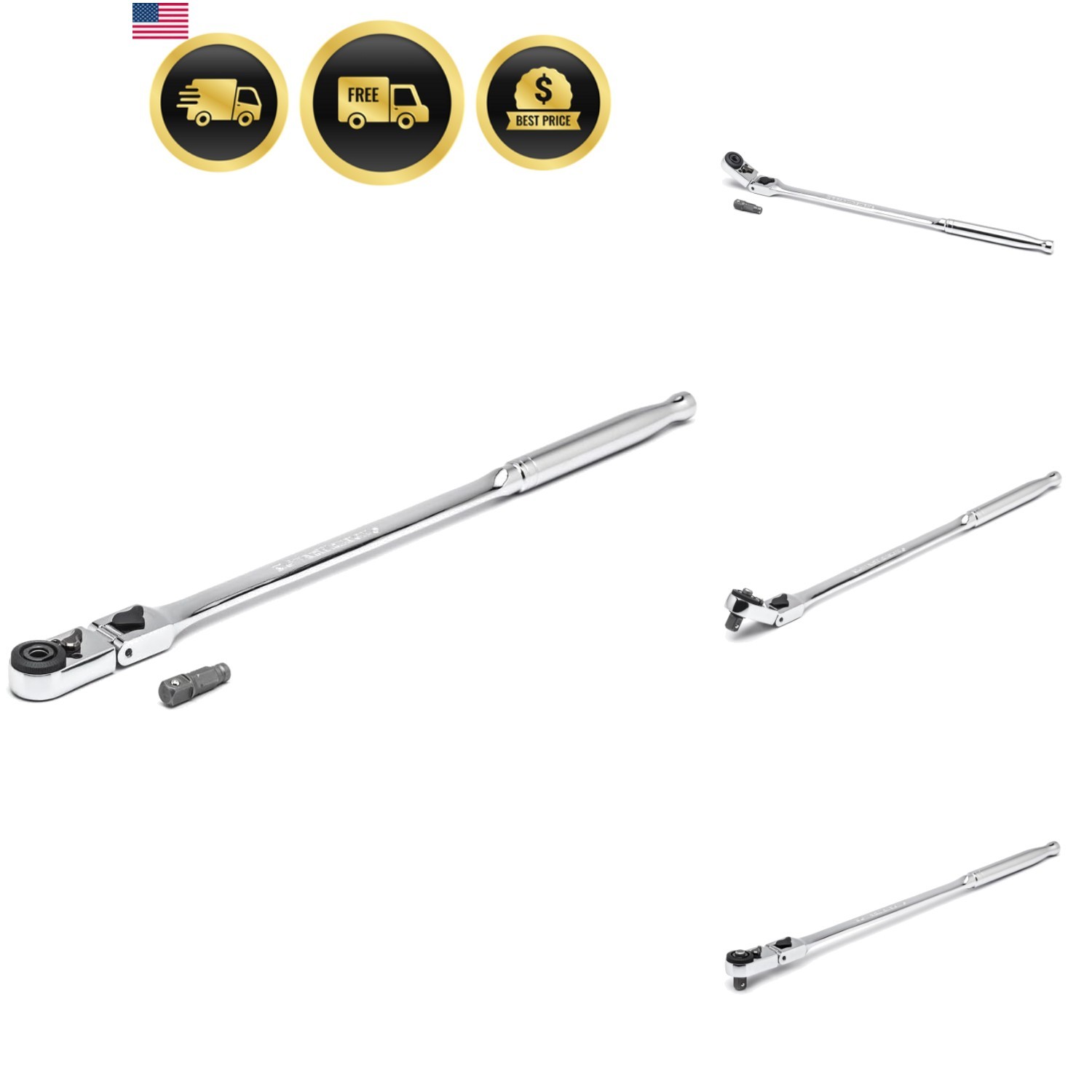 1/4″ Drive 72 Tooth Quick Release Locking Flex Slim Head Ratchet, 12″ – 81030