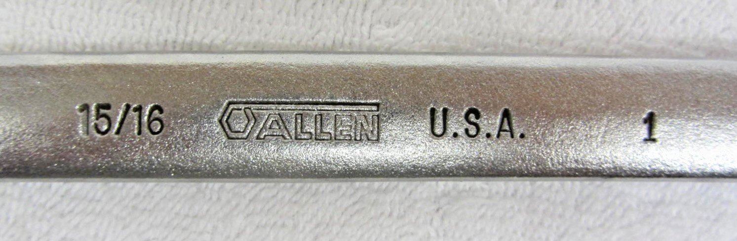 ALLEN TOOLS 22217 Combo 12 point Box End Wrench 1″ & 15/16″ Satin Chrome USA XC