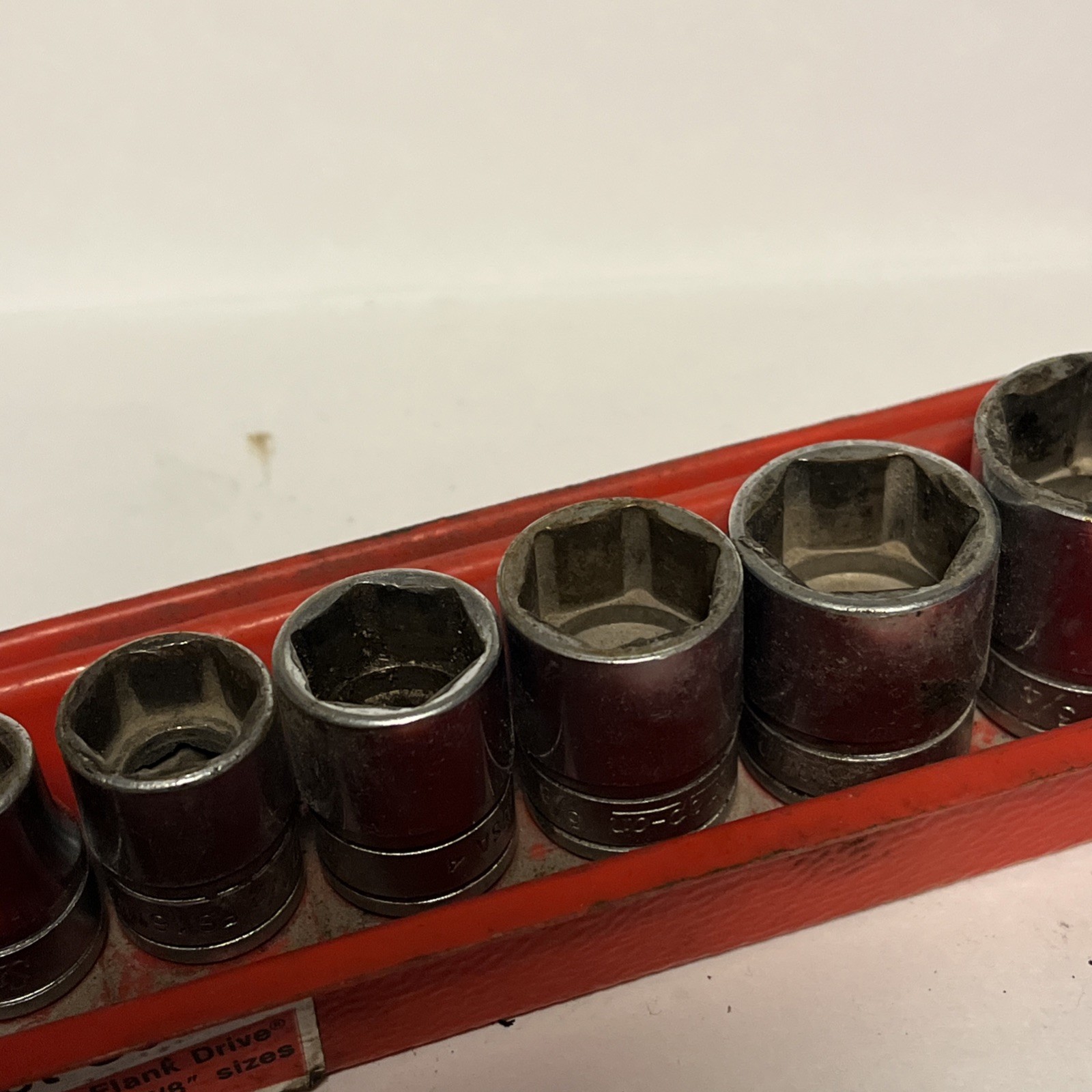 Snap-on FS081-FS281 1/4″-7/8″ 3/8″ Dr. 6 Pt 11 Piece SAE Shallow Socket Set Tray