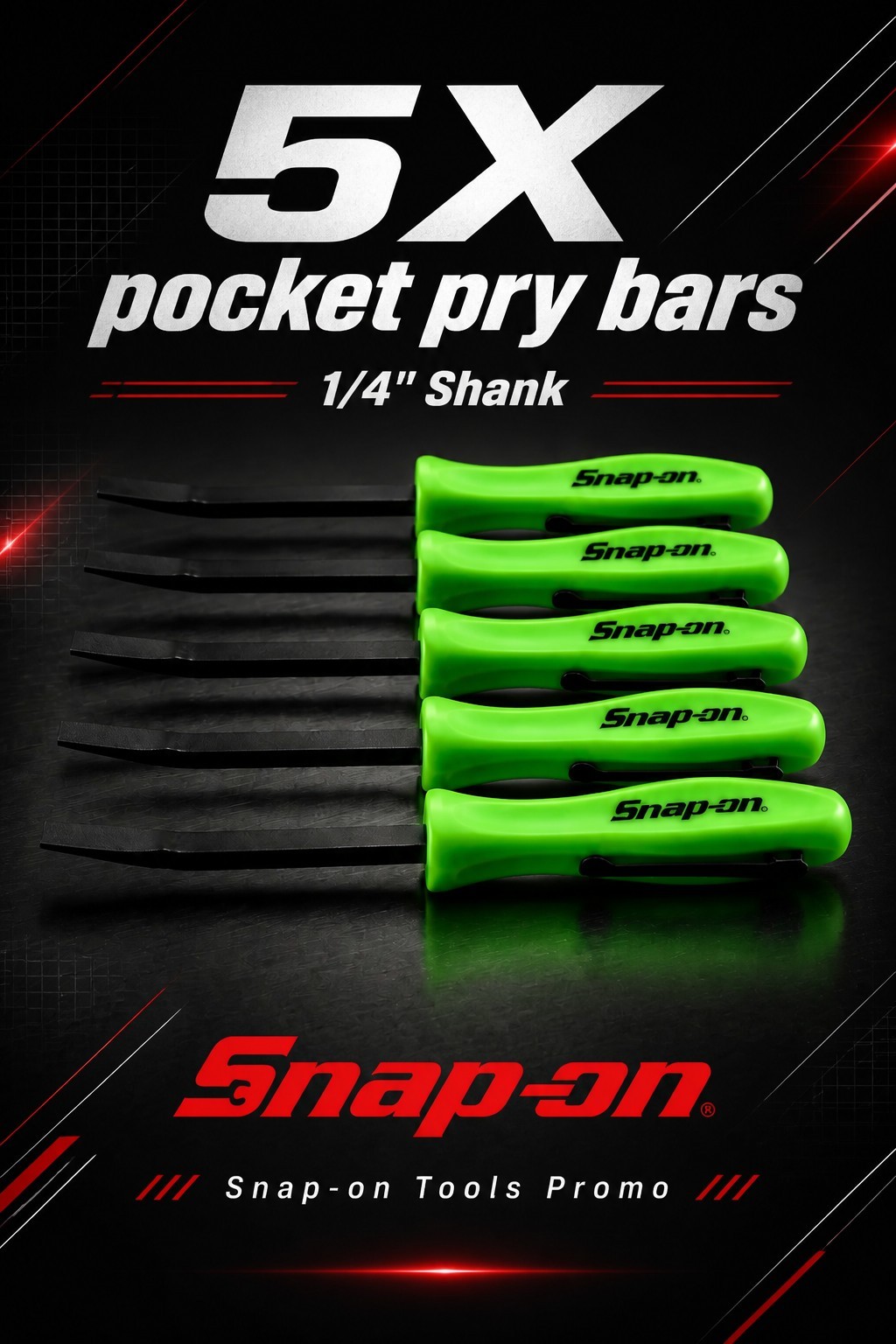 5X Green Promo SE For Snap on tools 1/4″ Shank Angled PRY BAR screwdriver + GIFT