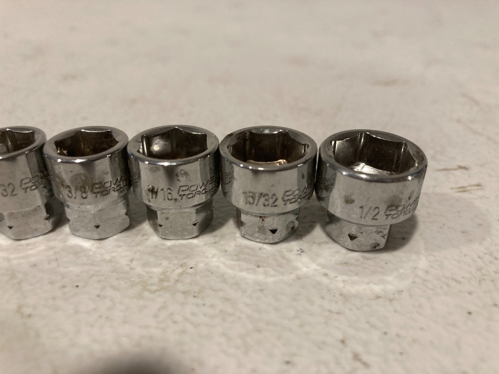 Power Torque 9 Piece 1/4 Inch Drive Standard 6 Point SAE Socket Set