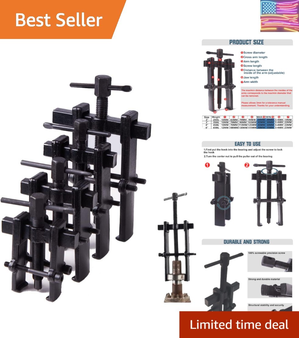 4 Bearing Puller 2in, 3in, 4in, 6in with 2 Jaws