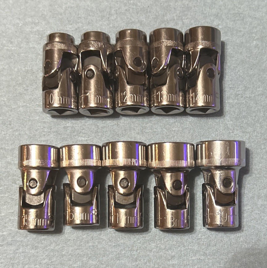 VTG Craftsman 3/8 Dr 10pc Swivel Flex Sockets 6pt USA 10mm-19mm Gk