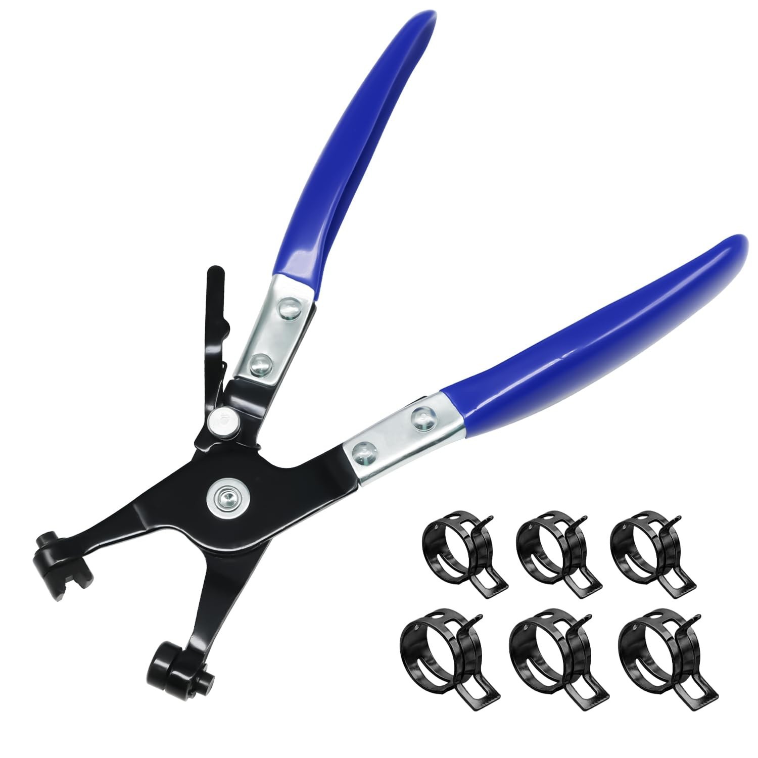 Automotive Hose Clamp Pliers with Swivel Flat Band & Zinc Clamps