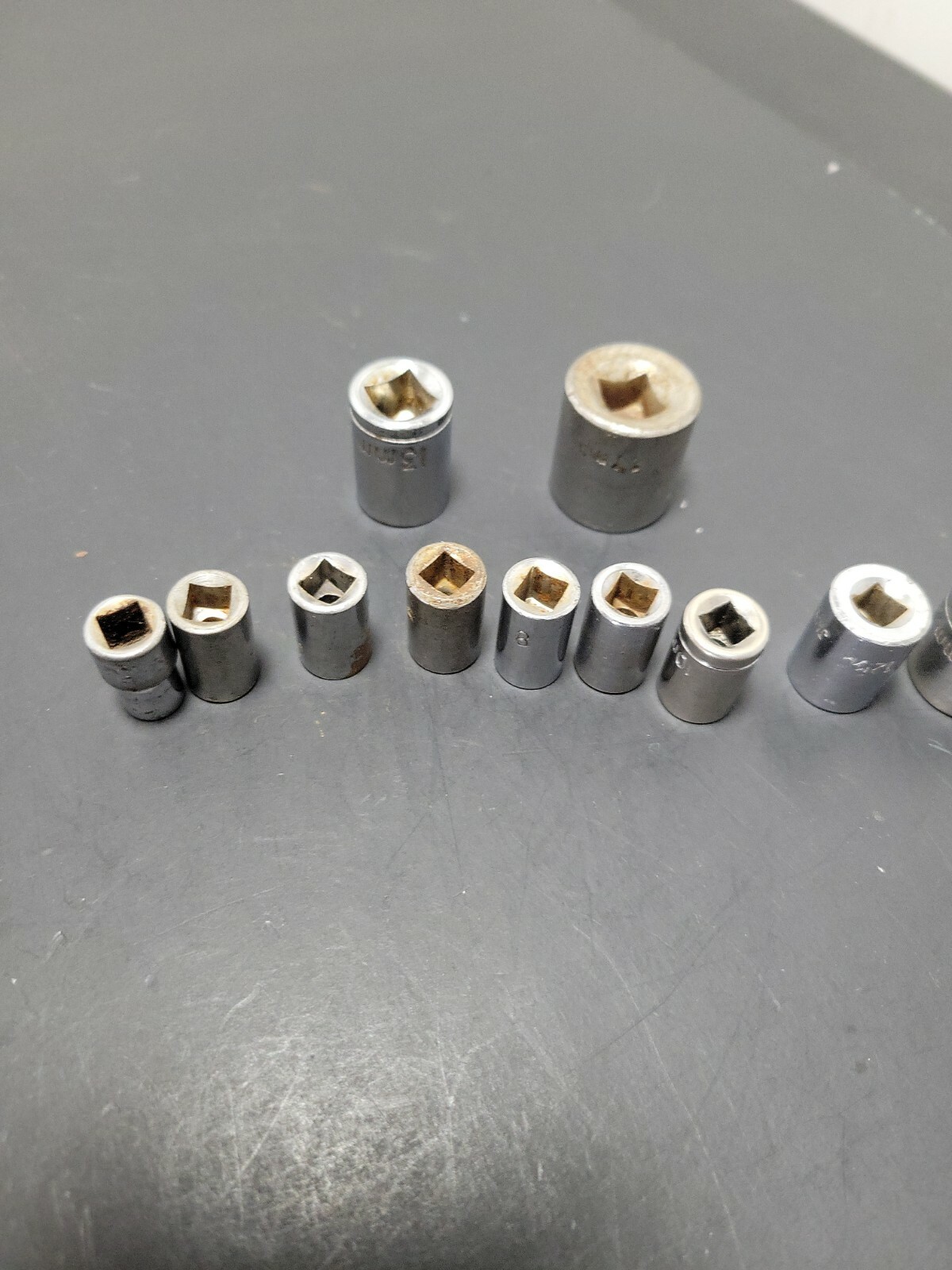 Lot of 11 Shallow Sockets 6mm 7mm 8mm 9mm 10mm 12mm 6pt Metric 1/4″ 3/8″ Drive