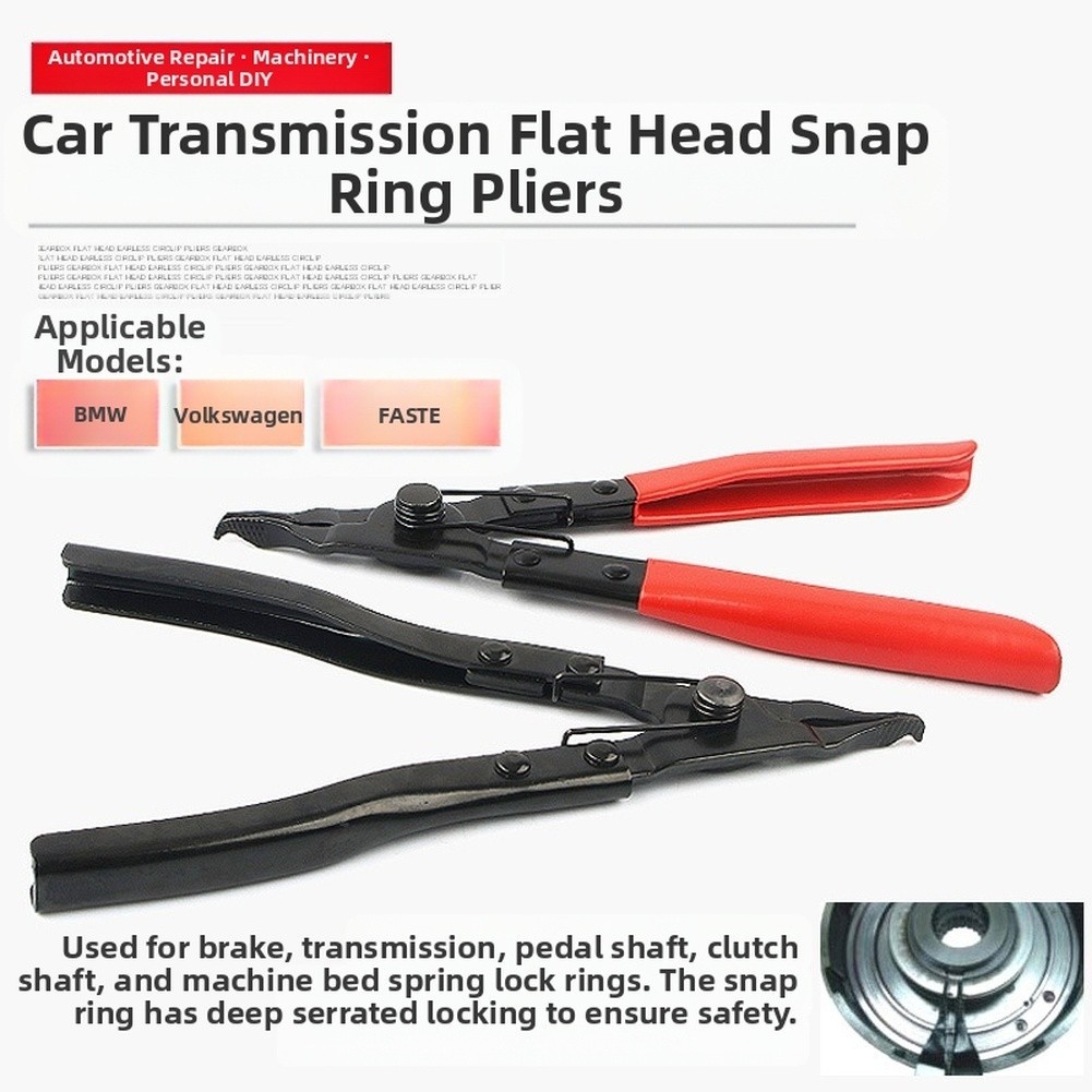 Flat Head Circlip Pliers for with Built In Spring and Textured Jaw Grip