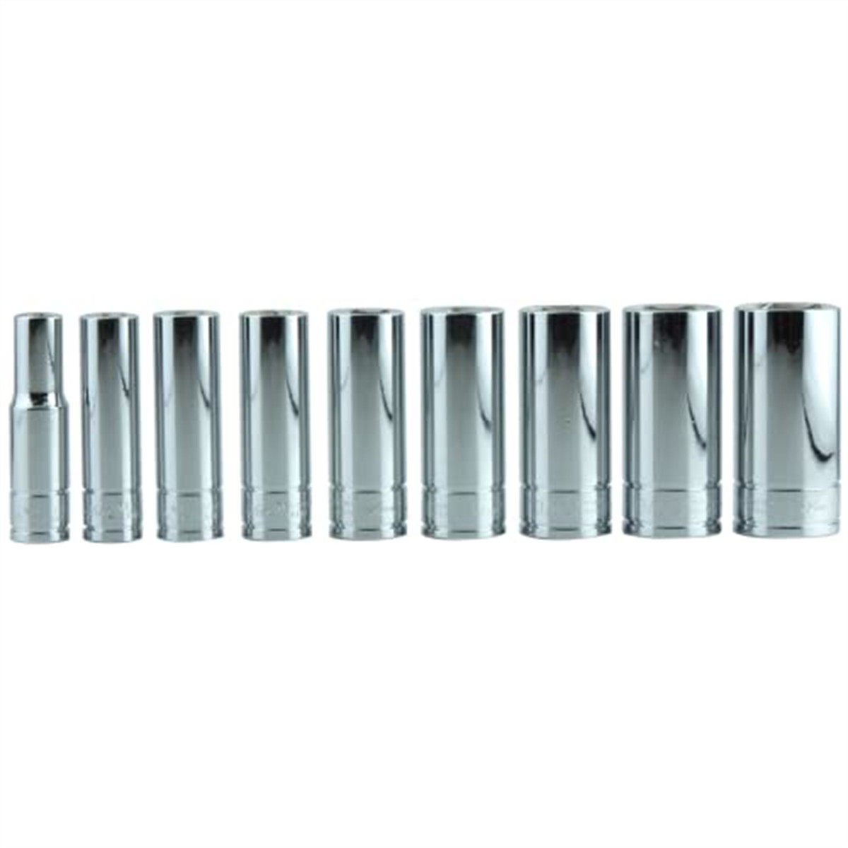 K-Tool 22201 9-pc 3/8″ Drive 6-Point Fractional SAE Deep Chrome Socket Set