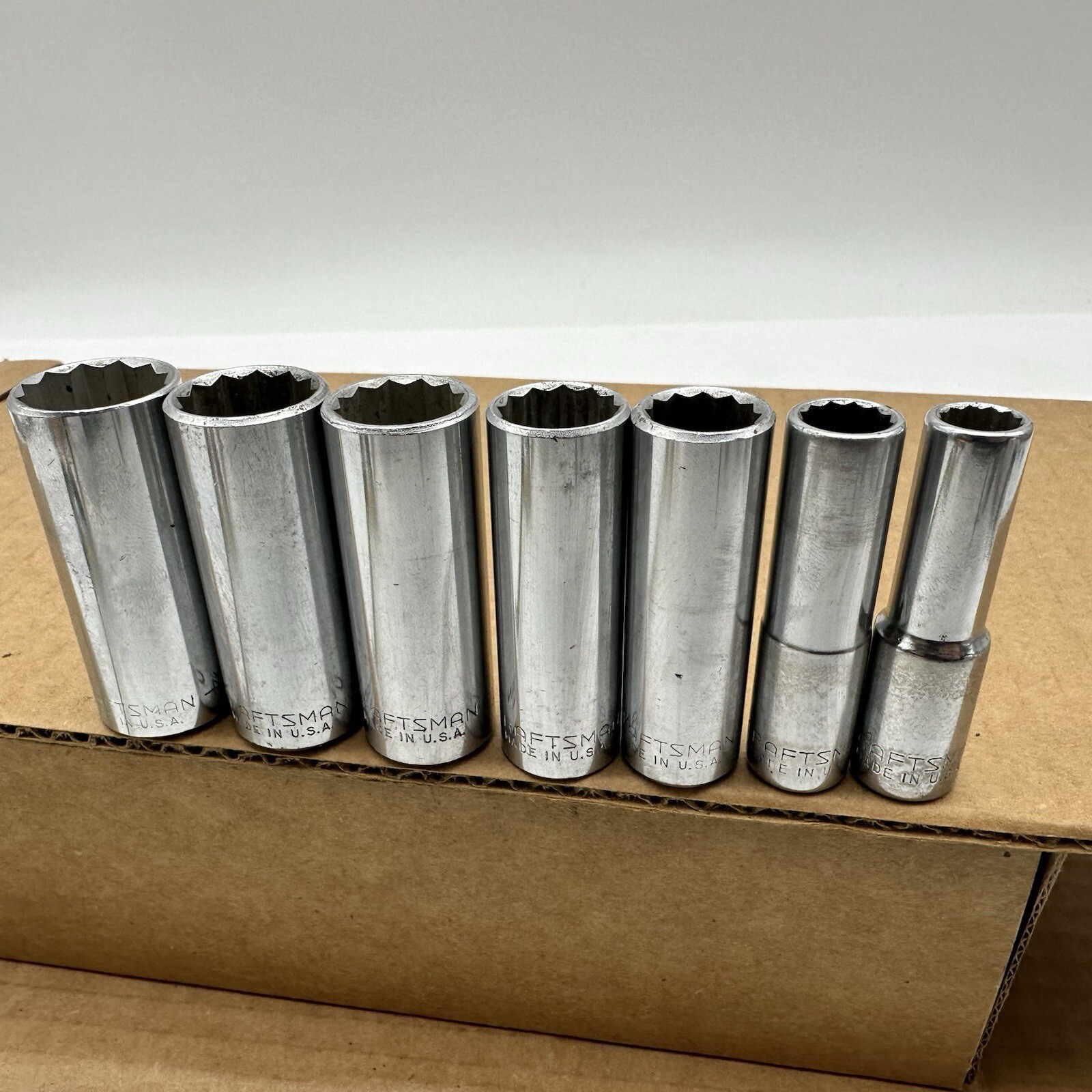 Craftsman Deep Socket Set SAE 3/8 Dr 12 Pt -EE- Series 13/16 Thru 3/8 7pca