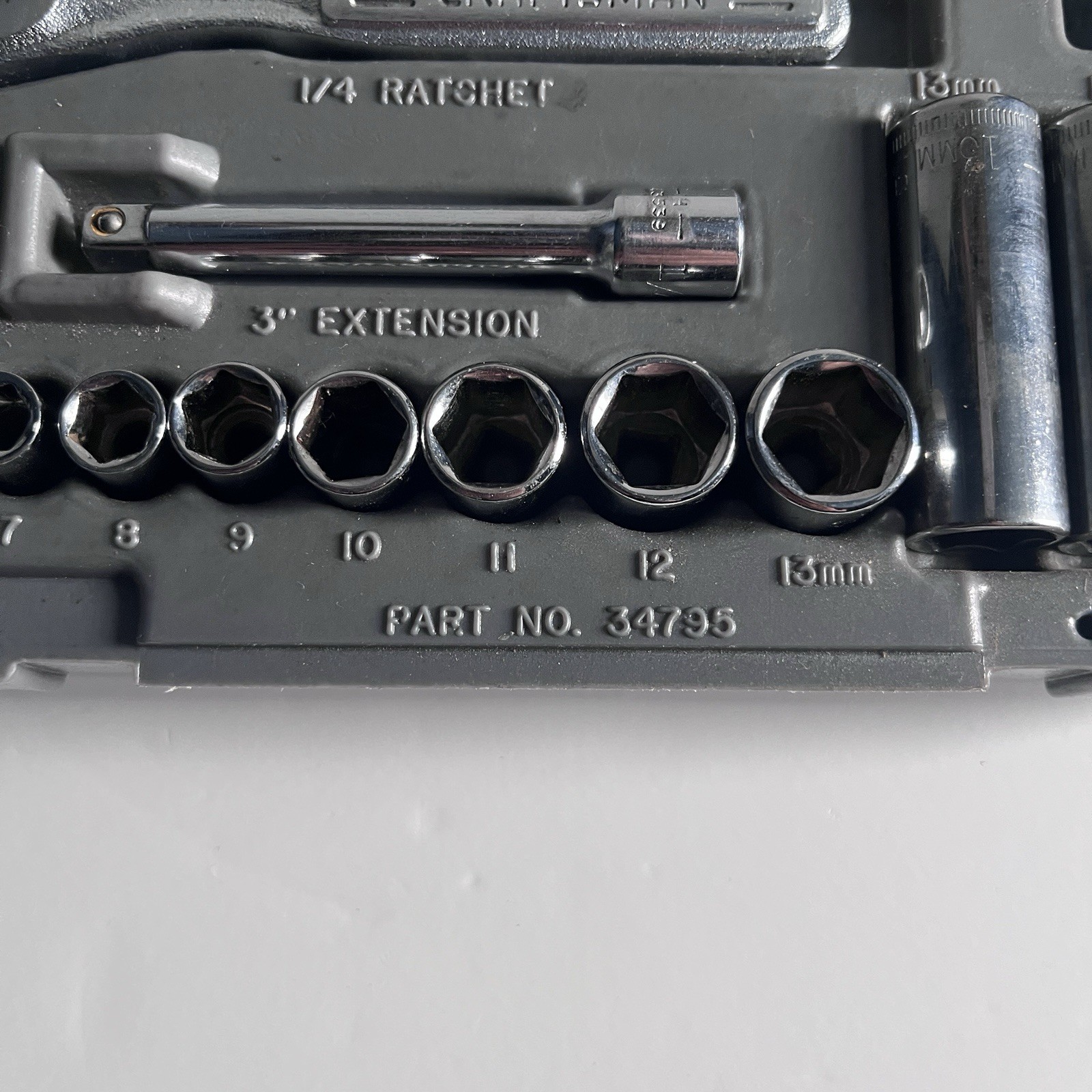Vtg Craftsman USA 1/4″ Drive 6 Point METRIC Socket Set 34795 G Series