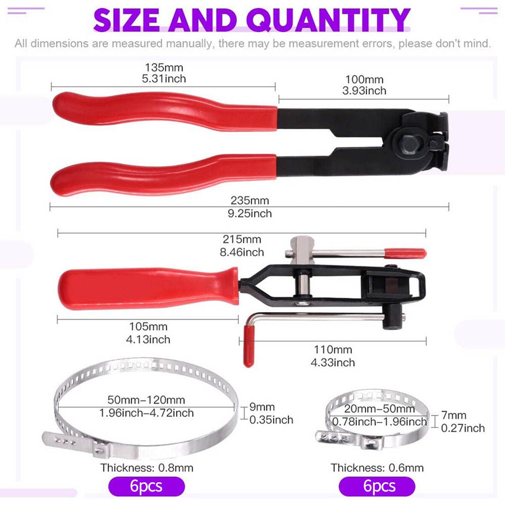 14pcs CV Joint Boot Clamp Pliers with CV Boot Clamps Kit Ear Type Banding Tool