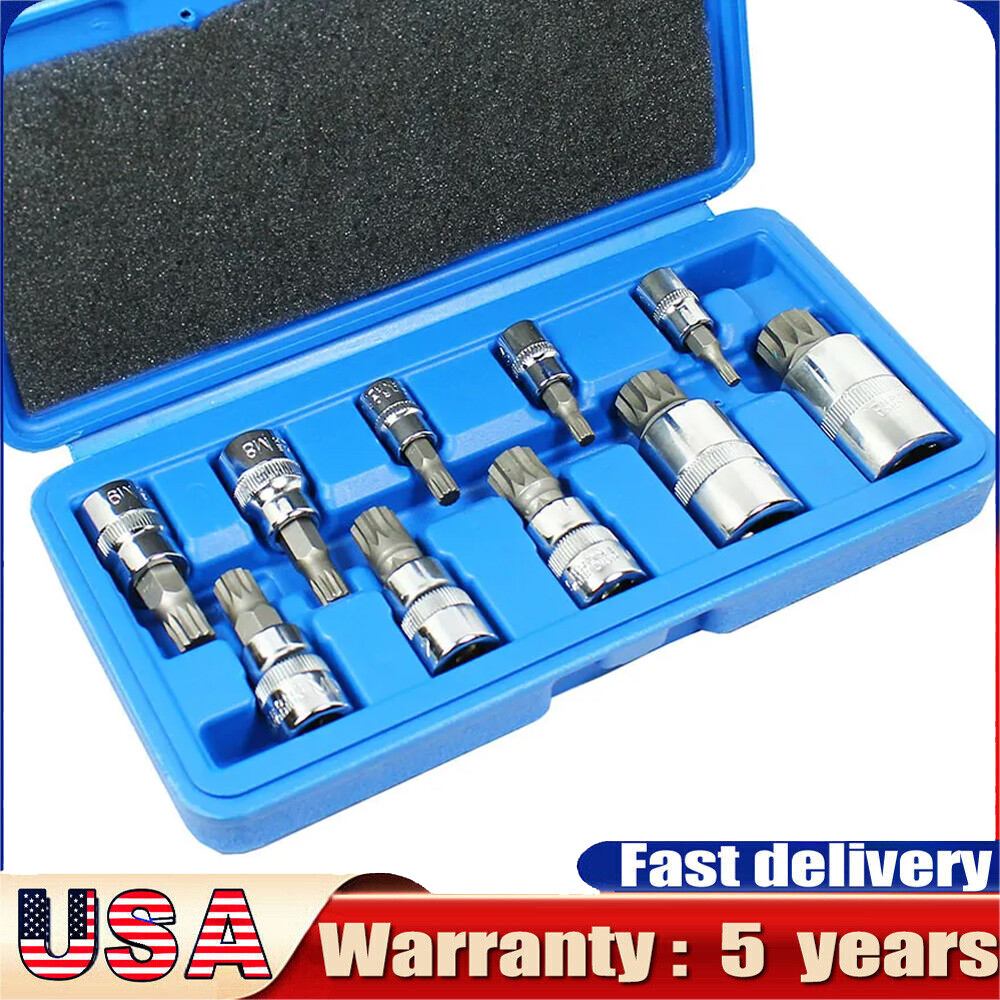 10PCS XZN Triple Square 12 Point Spline Bit Socket Set 4MM – 18MM S2 Steel Bits