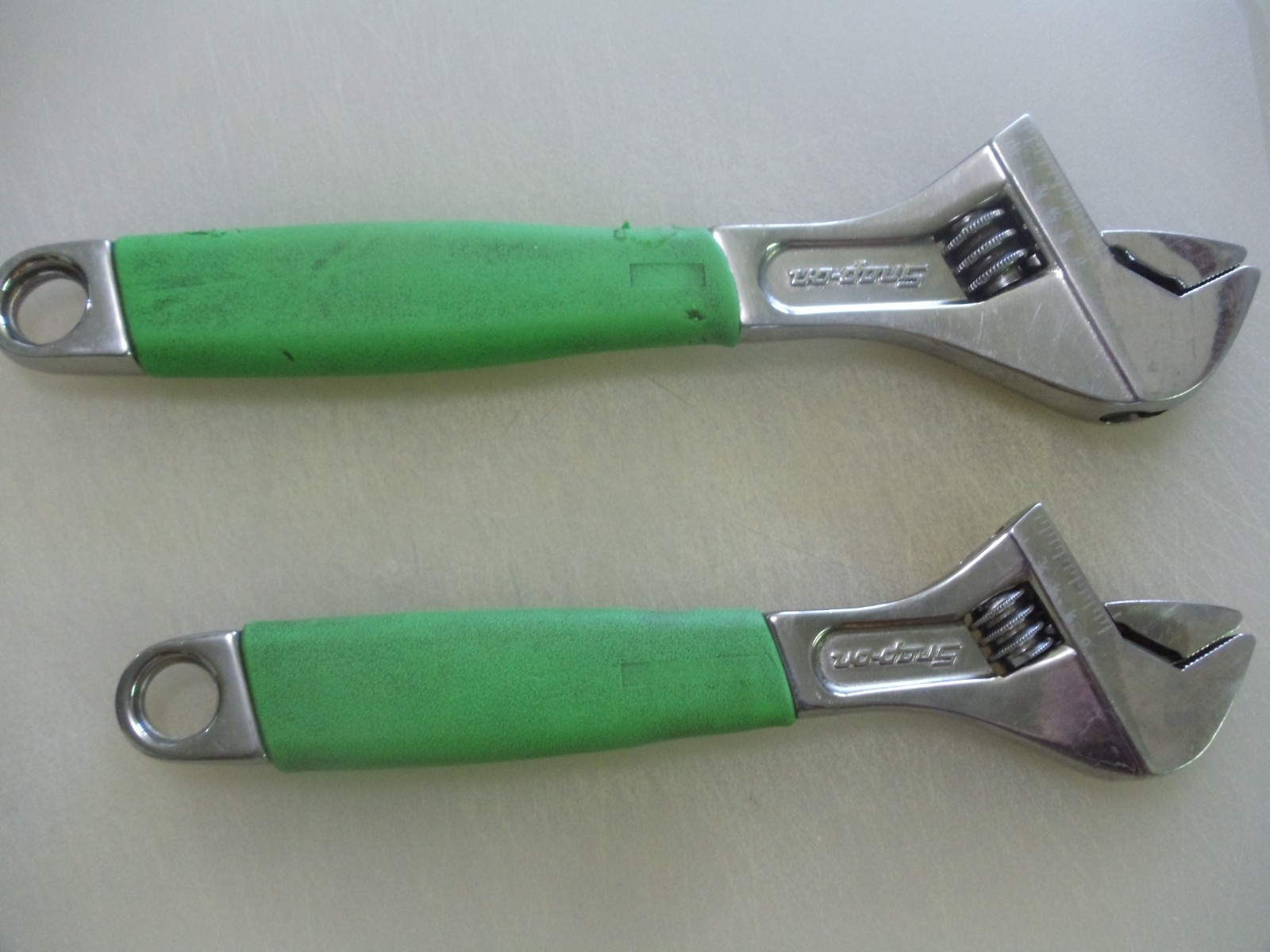 Snap-on adjustable wrenches 12 inch and 10 inch green good condition