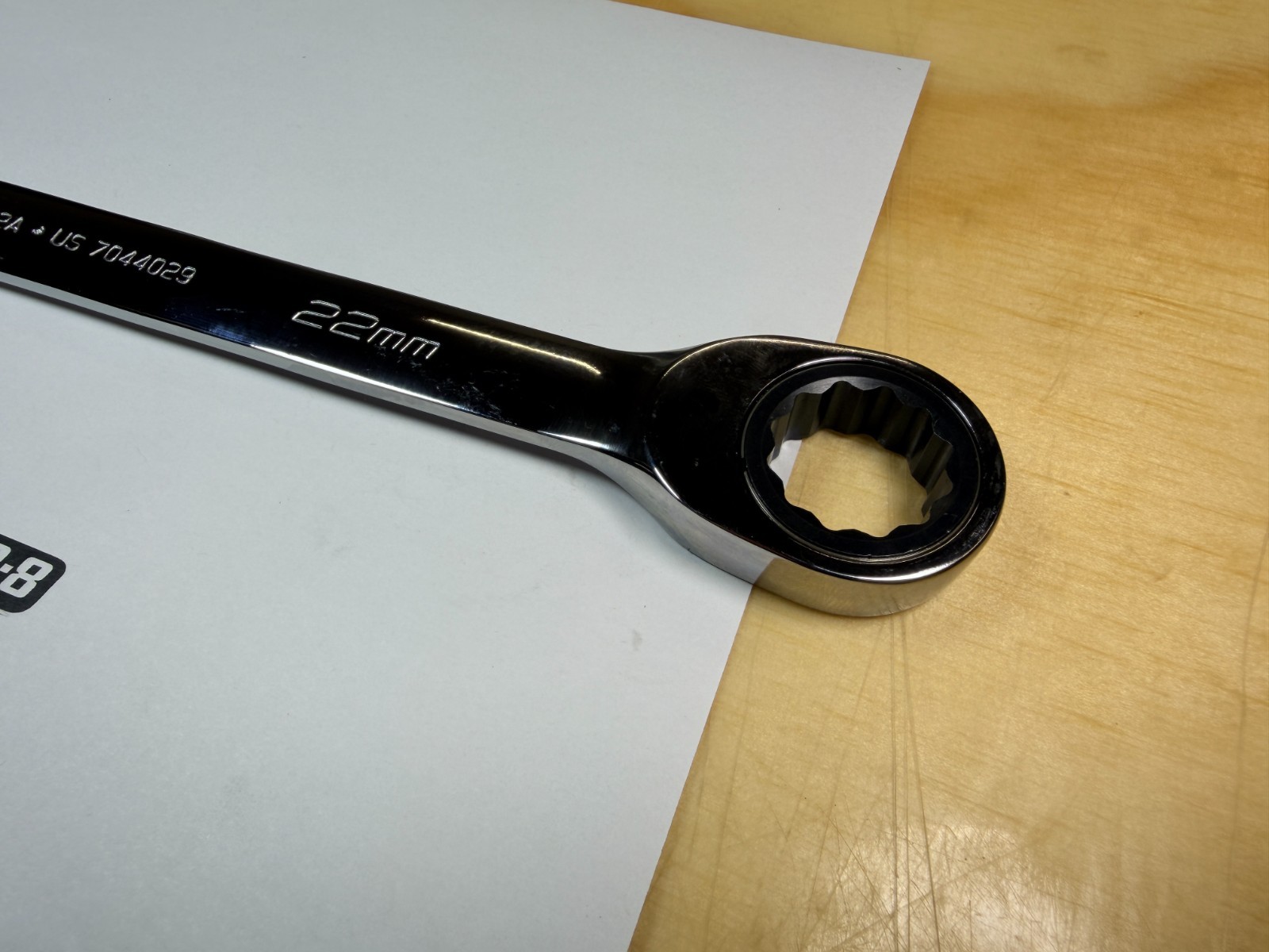 Snap-on Tools NEW 22mm Metric 0° Non-Reversing Ratcheting Combo Wrench SOXRM22A