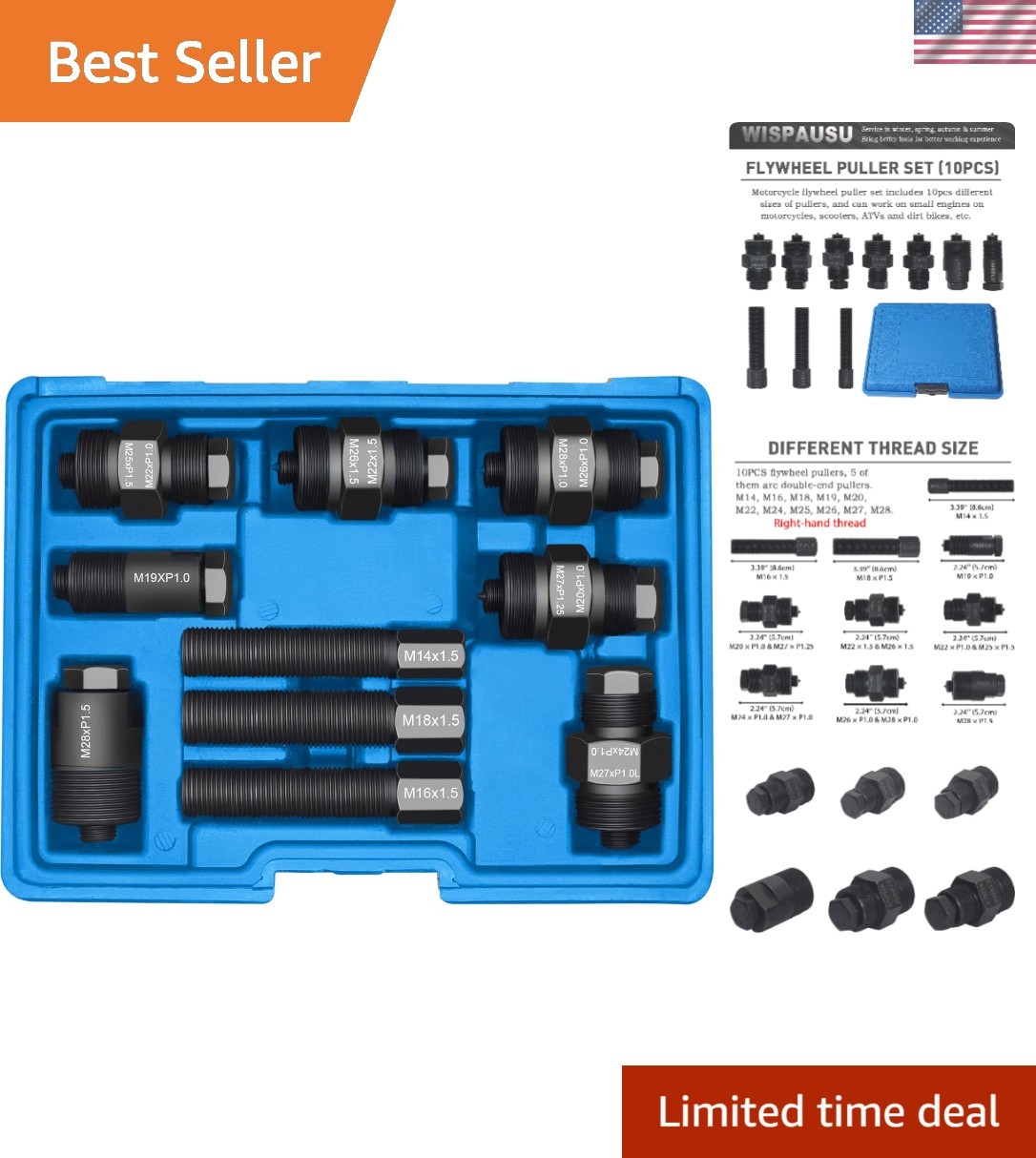 Motorcycle and ATV 10-Piece Tool Kit for Small Engine Repairs – High-Quality Set