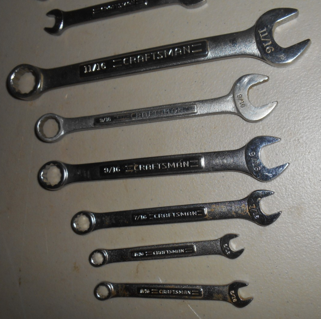 Lot of 9 Craftsman Wrenches VA – V – VV Series All Forged In USA