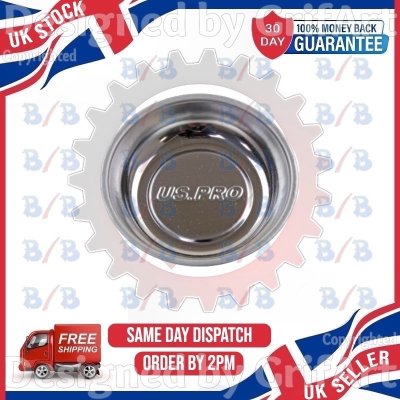 US PRO 6 MAGNETIC METAL PARTS TRAYS STORAGE BOWL GARAGE DISH FOR NUT BOLT HOLDER