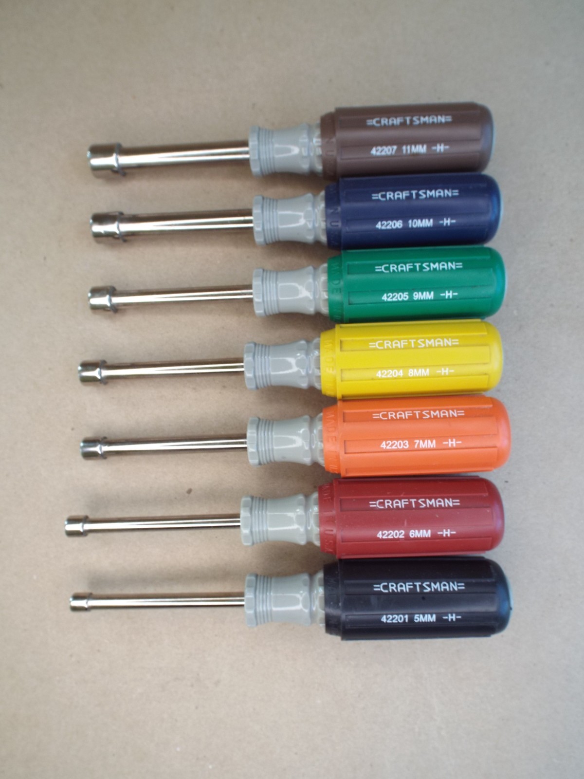 VTG Cushion Grip Craftsman 7 Pc Metric Nut Driver Set USA Light Use GC! (Read)