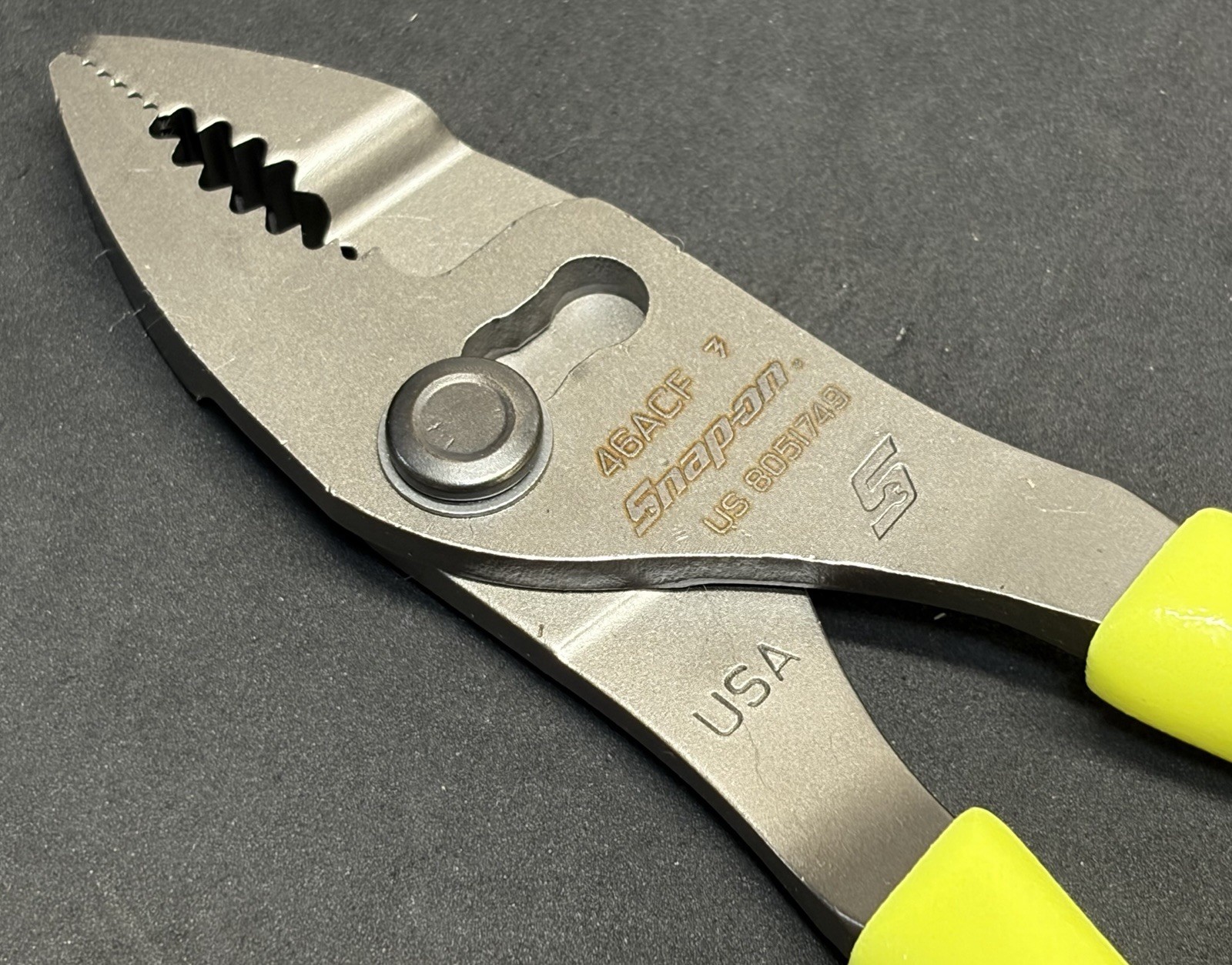 NEW! Snap-on Tools Hi-Viz YELLOW 46ACF Talon Grip Slip-joint Pliers