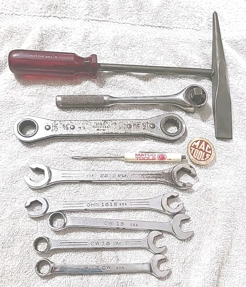 Mac Tools Lot 3/8″ Drive X8R, CH3 WELDING HAMMER 6 WRENCHES, MATCO, USA MADE.