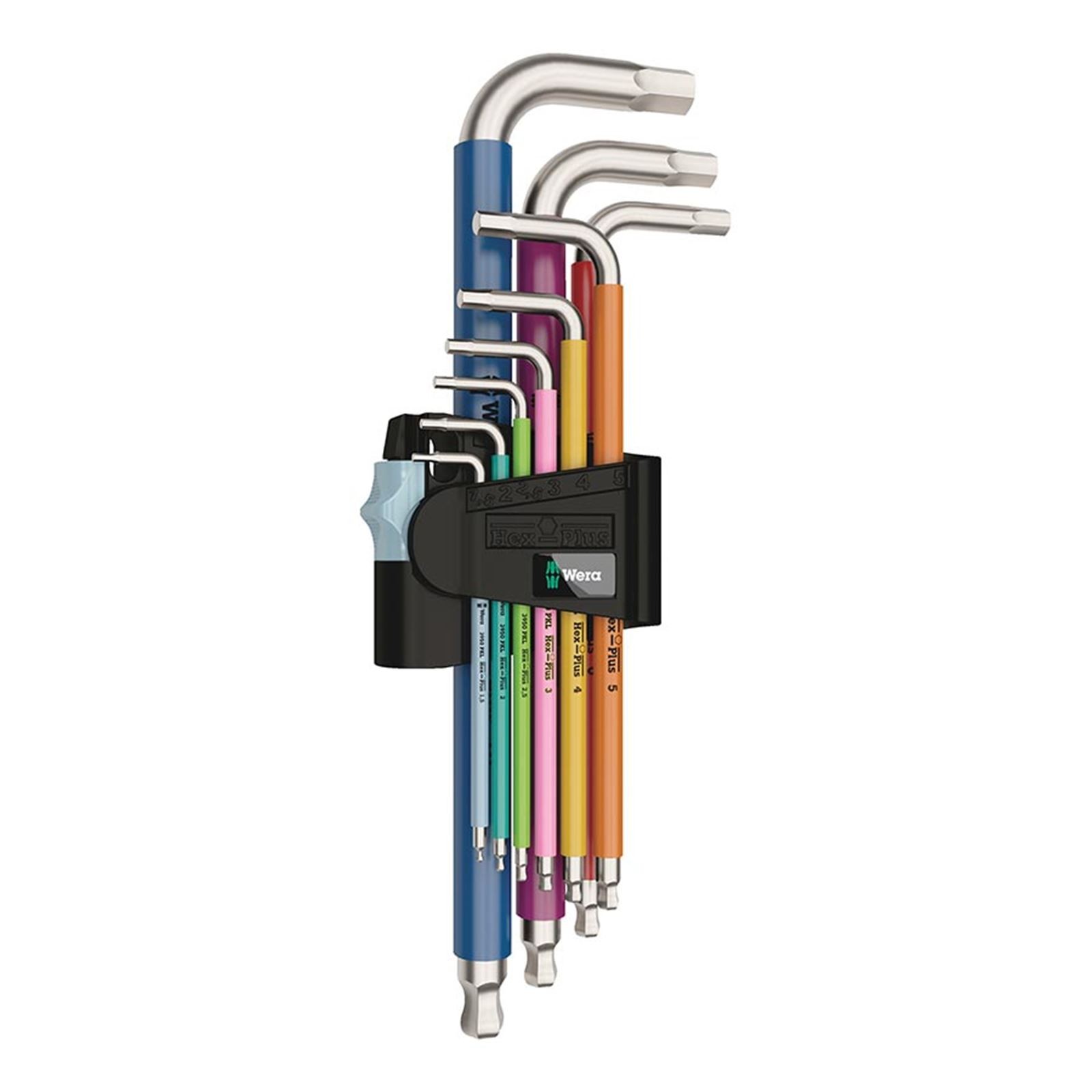 Wera 3950 SPKL Hex Wrench Multicolor Long Arm Hex Set – 9-Pieces 05022669001