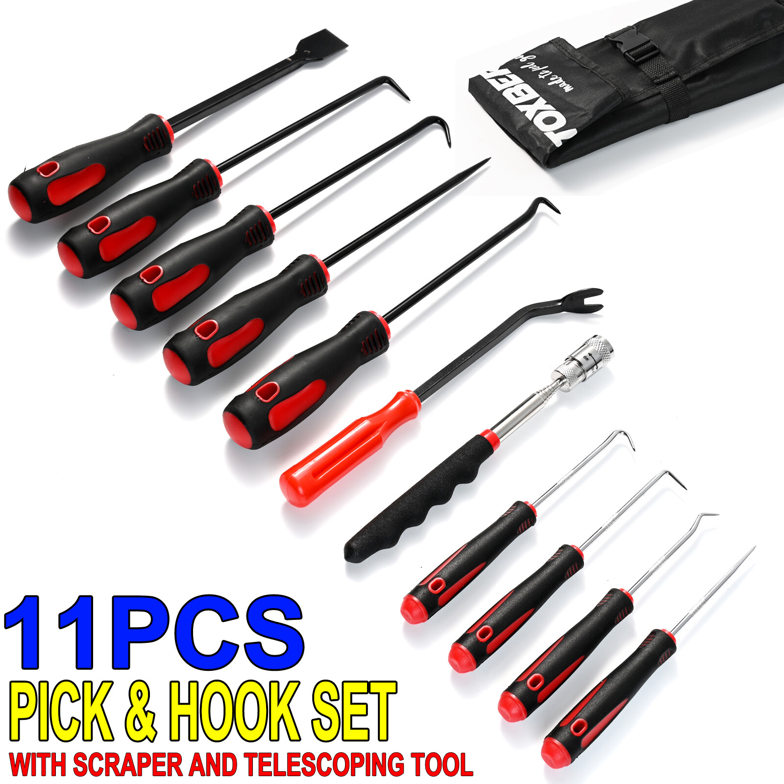 11pcs Hook And Pick Set Car Oring Oil Seal Remover Tool Mechanic Telescoping
