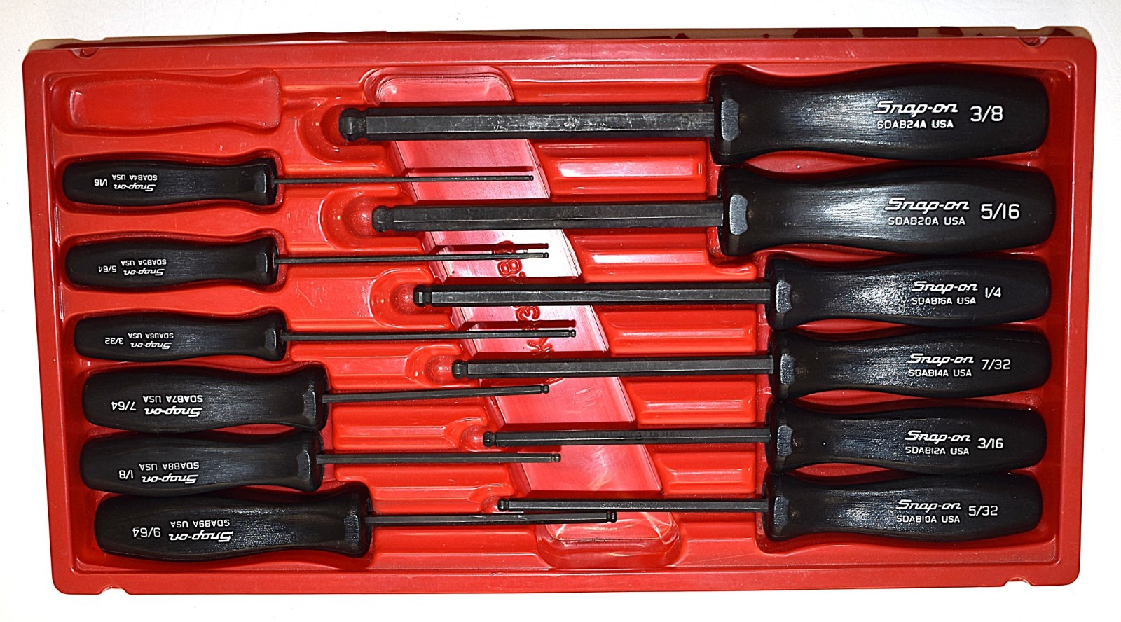 Snap-On 12pc SAE Standard Ball End Hex Driver Allen Wrench Set SDAB FREE SHIPPIN
