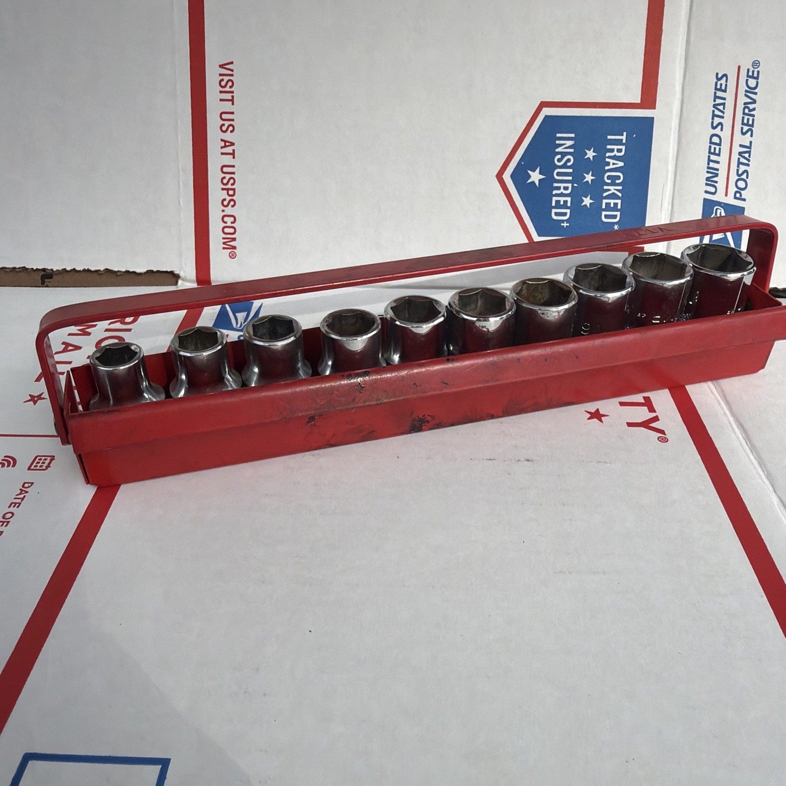 Mac Tools 1/2″ Drive 10pc Metric Socket Set 10mm – 19mm USA Nice Set
