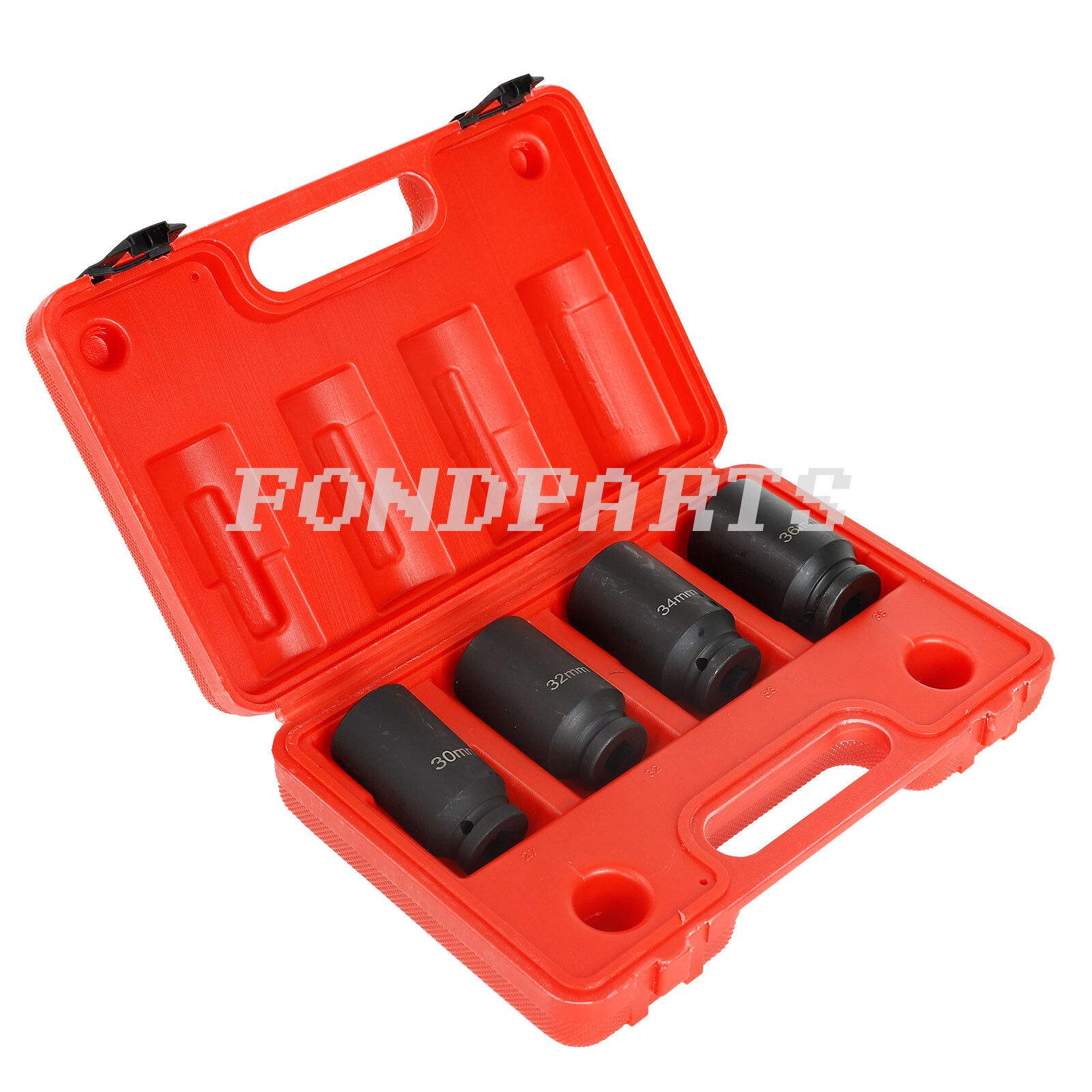 4pc 1/2″dr 12pt Drive Deep Spindle Axle Nut Socket Set 30mm 32mm 34mm 36mm