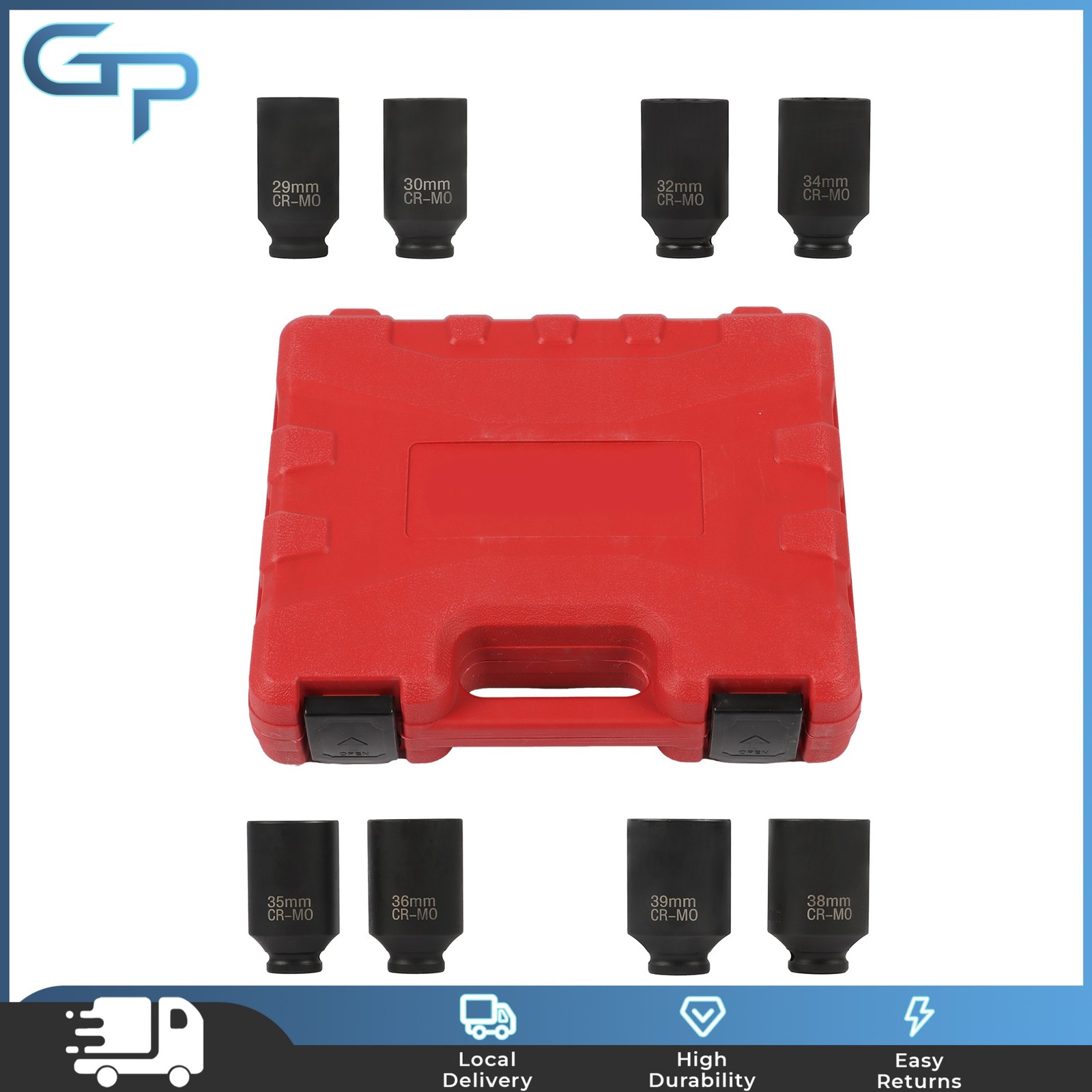 8PCS 1/2″ Drive Deep Spindle Axle Nut Impact Socket Set 29-39mm 12 Point