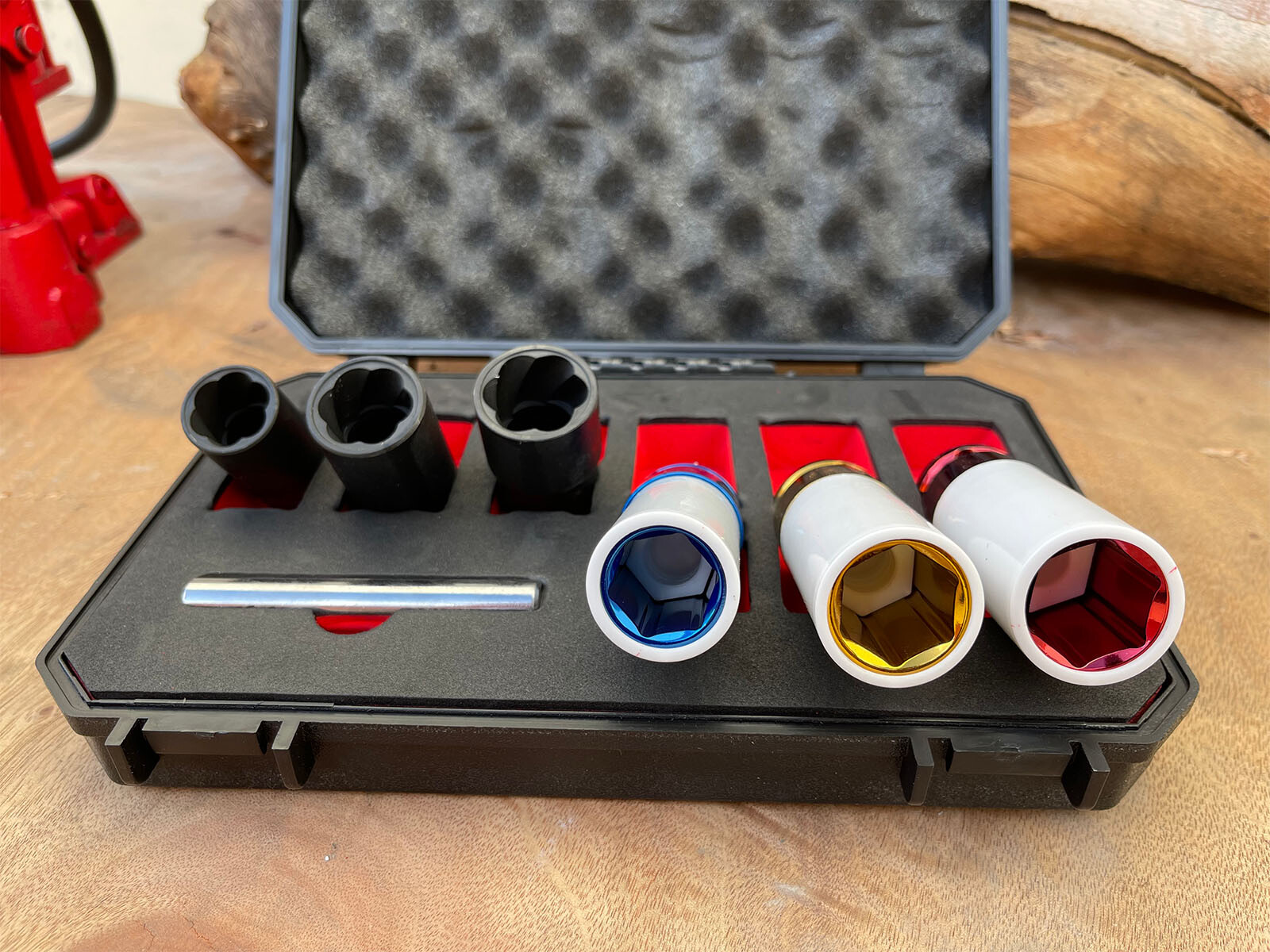 7pc Twist Socket Set Bolt Extractor Stripped Lug Nut Remover & Thin Wall Sockets