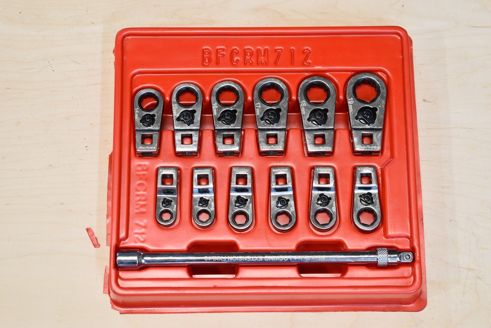 Blue-Point Tools 3/8 Drive, Ratcheting Crowfoot Wrench 13 Piece Set, 8-19mm