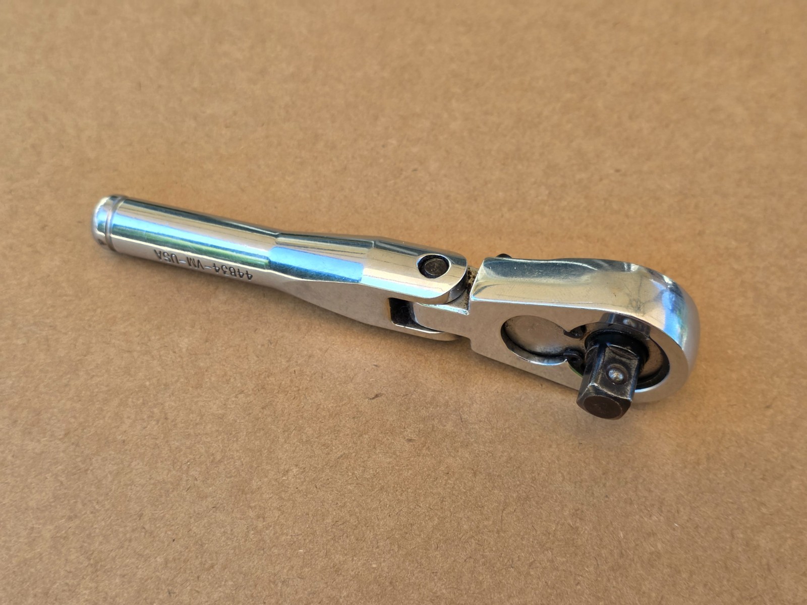 Sears Craftsman USA Nos 3/8” Drive Stubby Flex Head Ratchet 44834 Full Polish