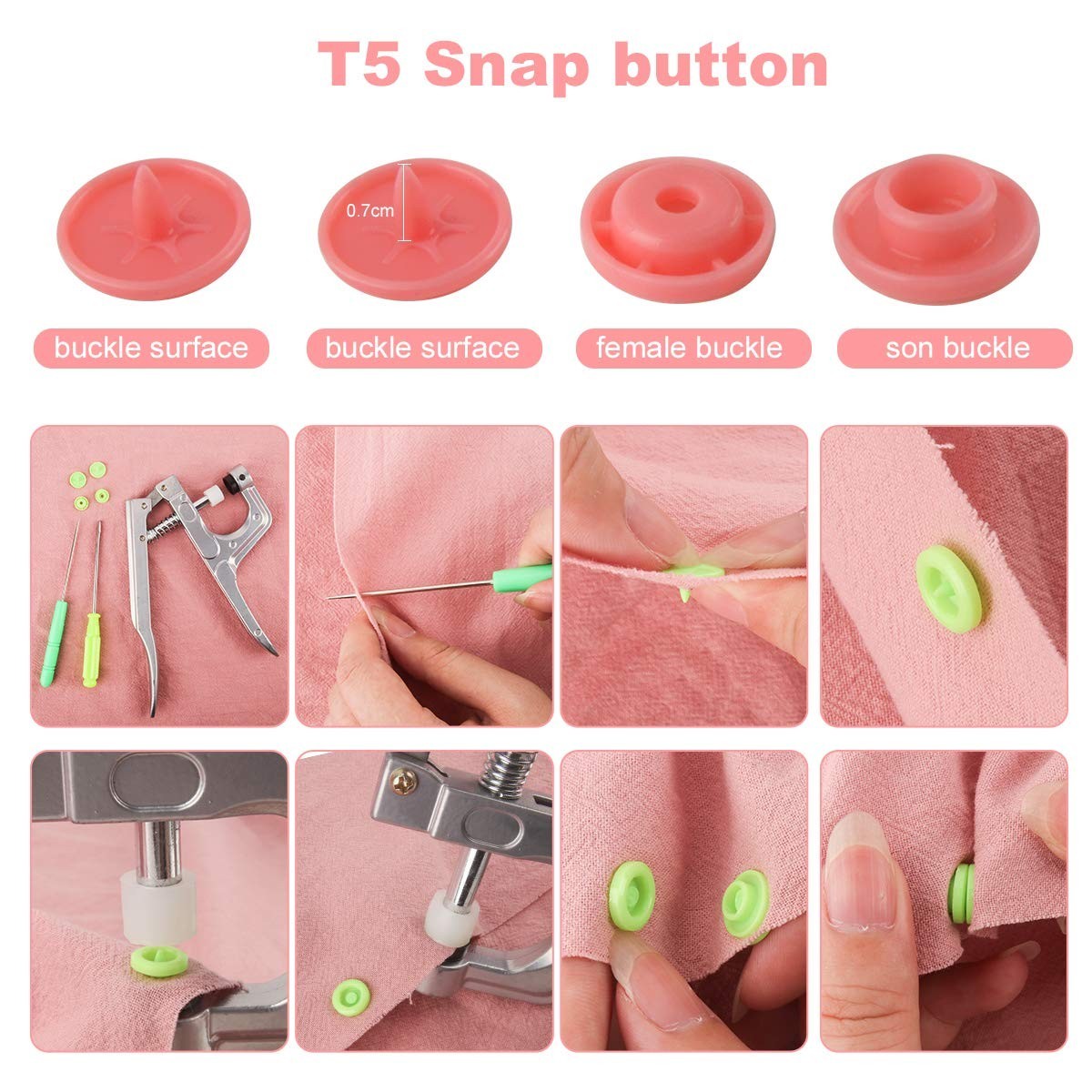 460 Sets 24 Color Snap Plastic Fasteners with Pliers Tool – No Sew Buttons for C