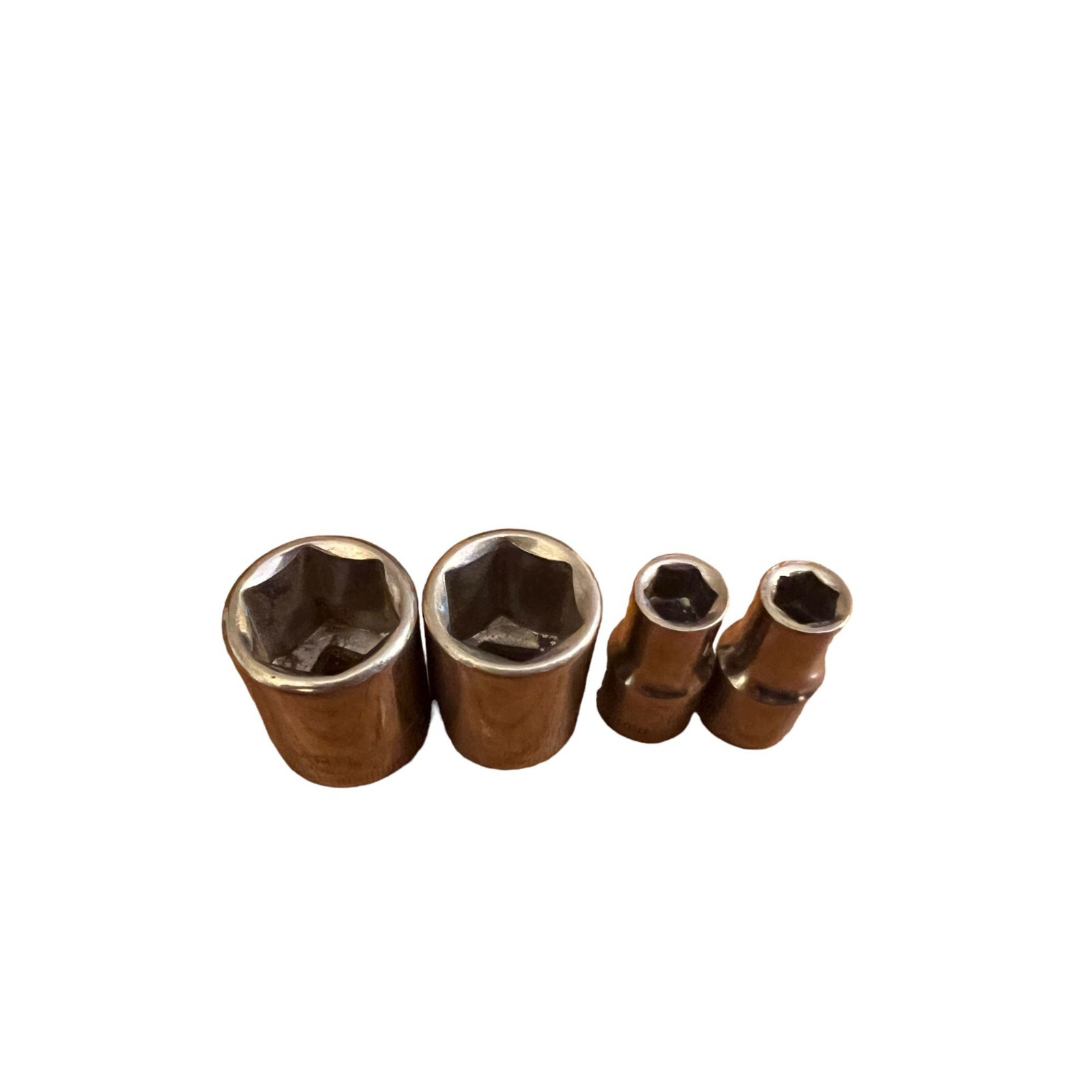 Lot of 4 Vintage Craftsman Metric Shallow Sockets 6 pt 1/4 drive 43514 43502