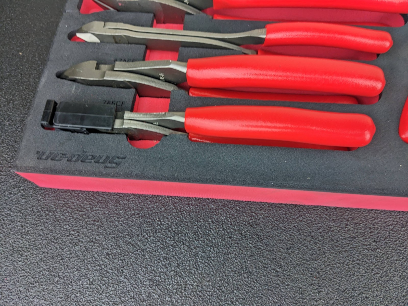 #bp051 Snap-on USA NEW RED 10-Piece Diagonal Cutter Pliers Foam Set PLDC1000FR