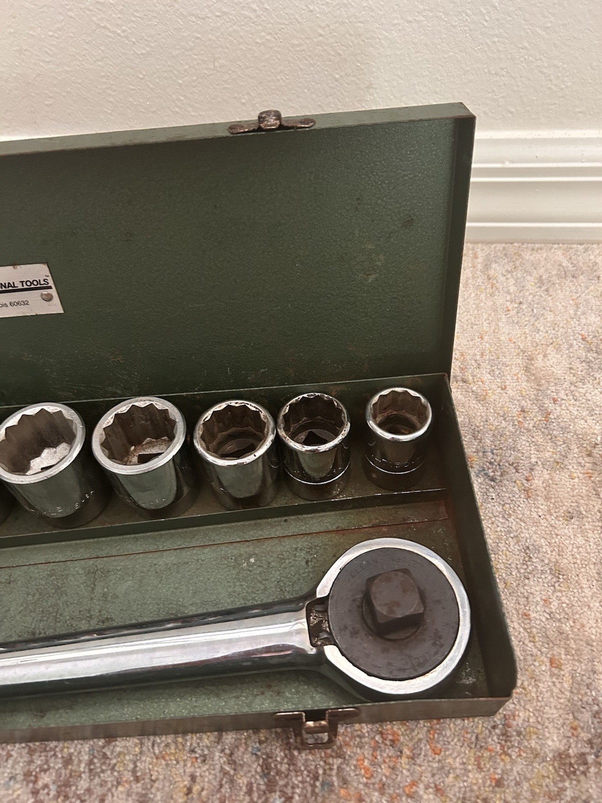 Vintage SK Tools 3/4 Drive Set SAE 15/16 – 1 5/8” Ratchet, Sockets, Extension