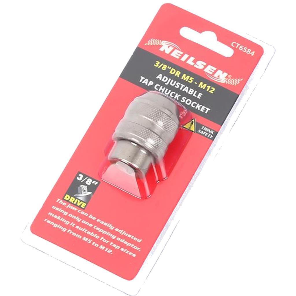 Neilsen Adjustable Interchangeable Tap Wrench Ratchet Chuck Socket 3/8″ M5-M12