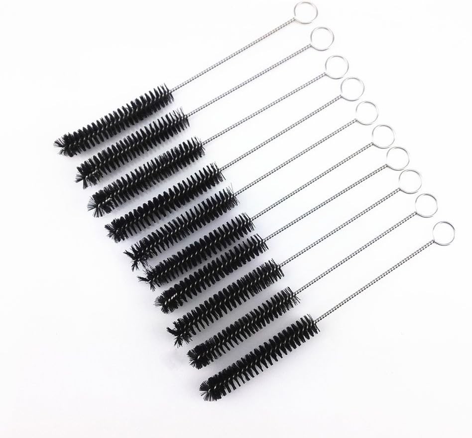 yueton?Pack of 10 Black Nylon Tube Pipe Nozzle Brush Dia 10mm with Wire