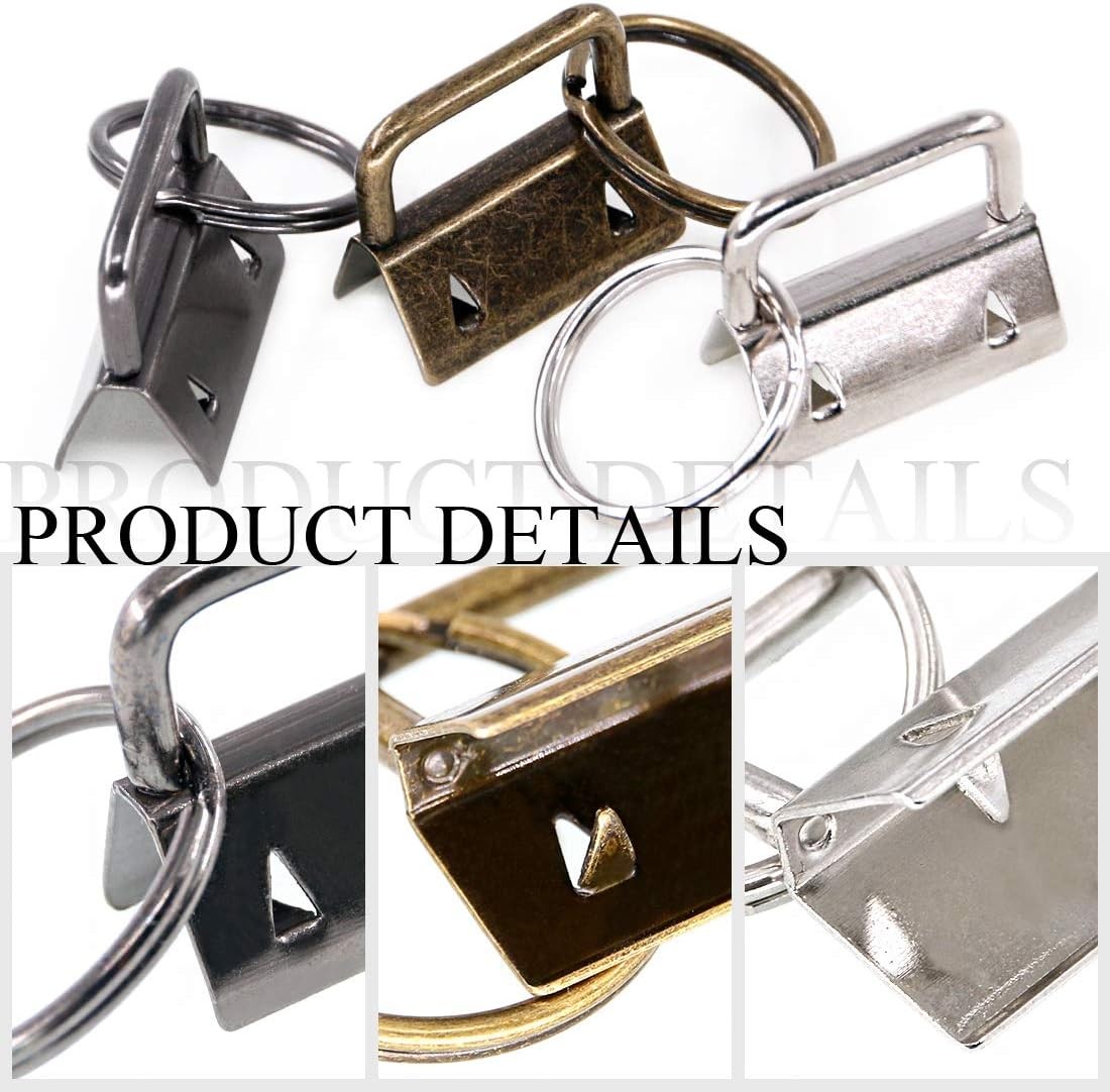 Swpeet 36 Sets 1″ 25mm 3 Colors Key Fob Hardware with 1Pcs Mixed