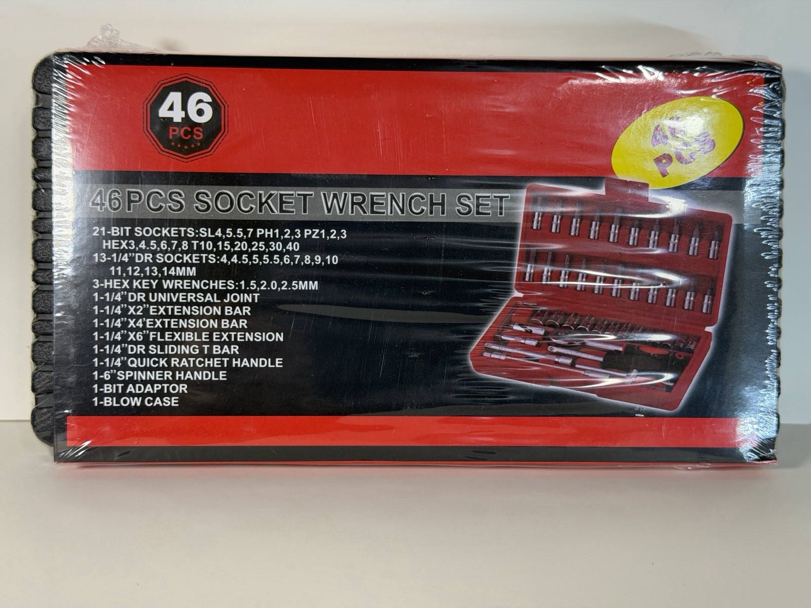 46 Pieces 1/4 in. Drive Ratchet Socket Wrench Set with Quick-Release Ratchet