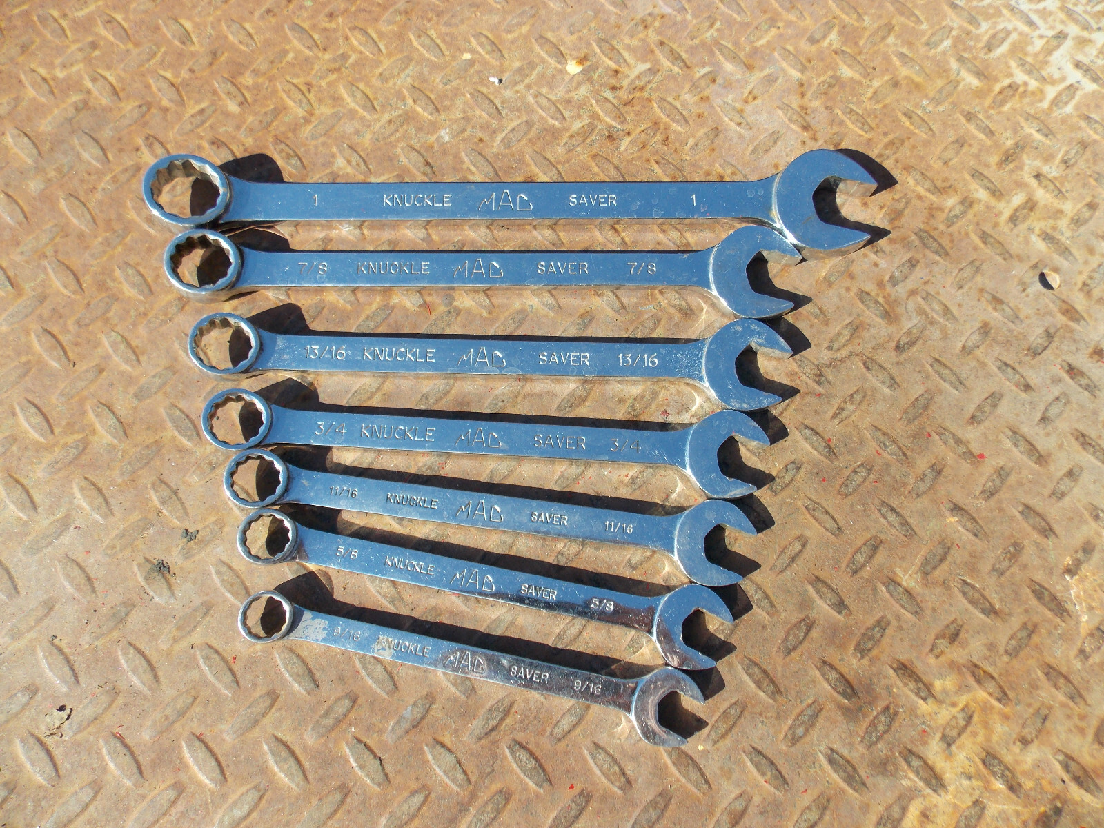 7 pcs MAC long KNUCKLE SAVER sae WRENCH SET 1, 7/8, 13/16, 3/4, 11/16, 5/8, 9/16