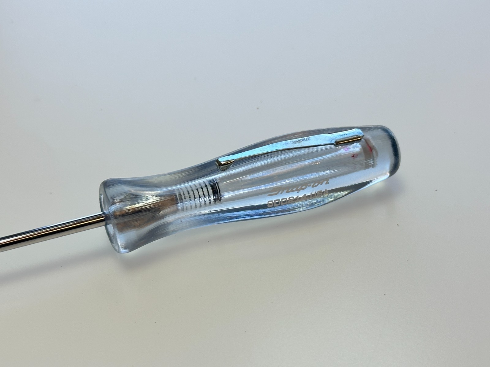 NEW Snap-On Tools USA CLEAR TRANSPARENT Hard Handle Pocket Mini Screwdriver Clip