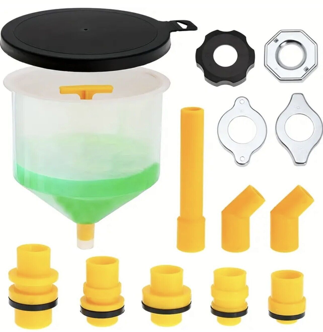 Radiator Coolant Filling Funnel Kit Spill Proof Cooling Fluid Bleeder Adapters