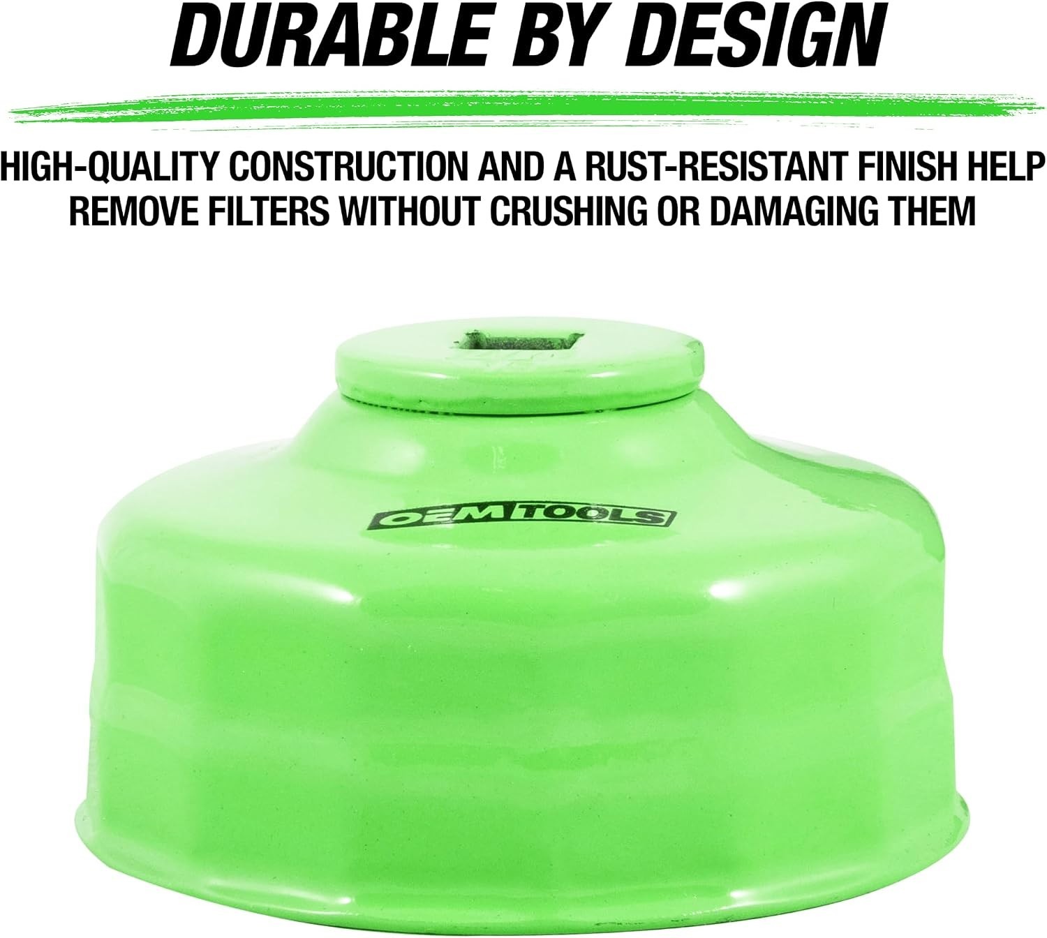 Precision-Engineered 74mm 14 Flute Oil Filter Wrench – Lightweight, Green