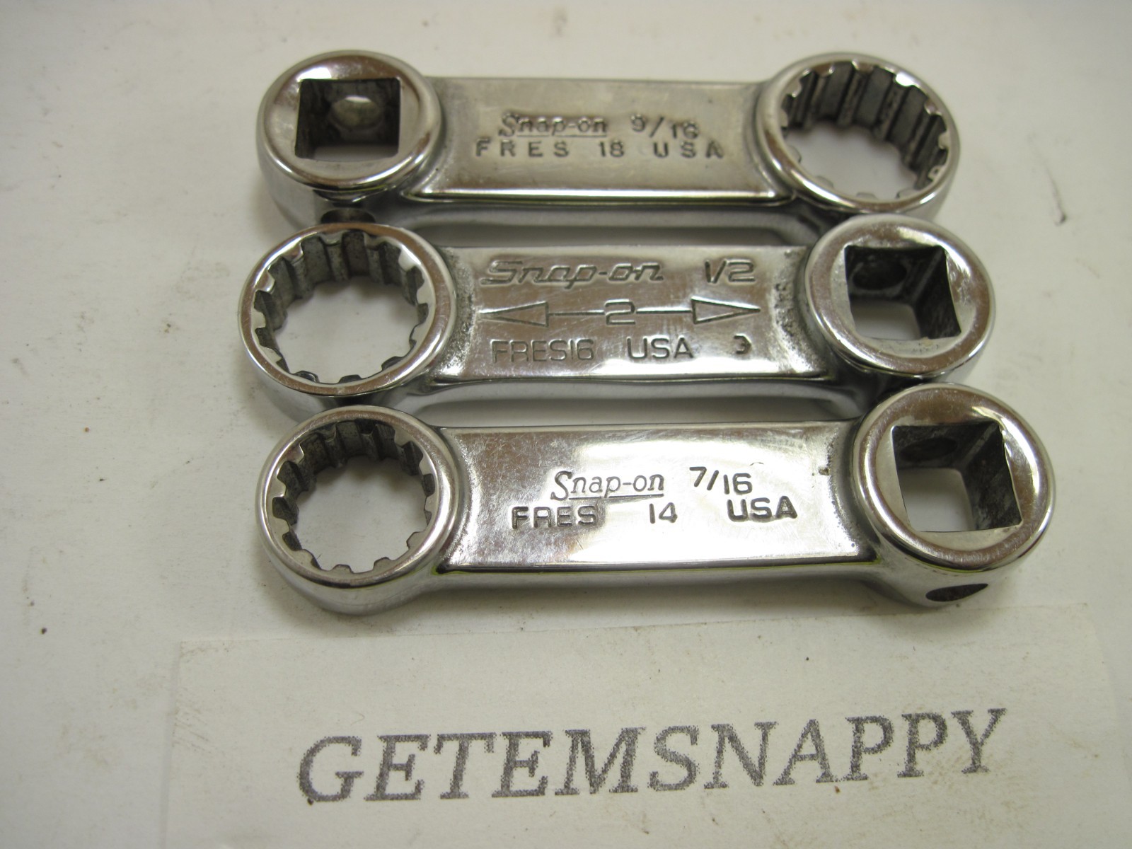 Snap On 3/8″ Drive 3pc Spline Torque Adapter Socket Set FRES18 16 & 14 NICE