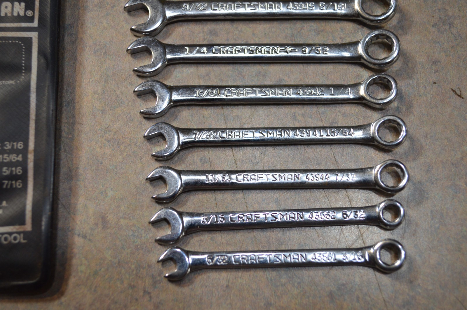 Vintage Sears Craftsman 10pc Combination Ignition Wrench Set #9 43441 w/Pouch
