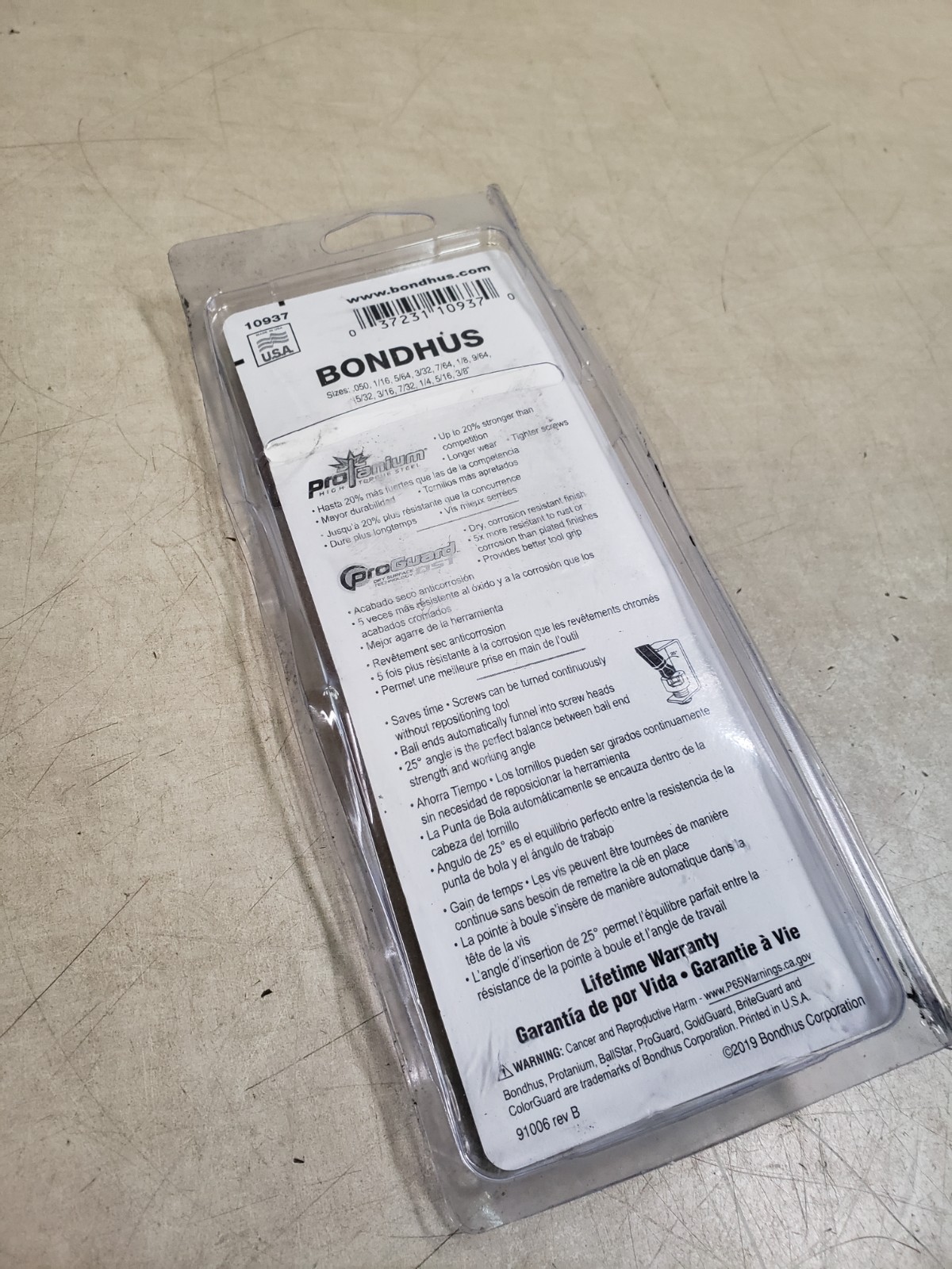 Bondhus 10937 13pc Set Balldriver L-Wrench .050-3/8″