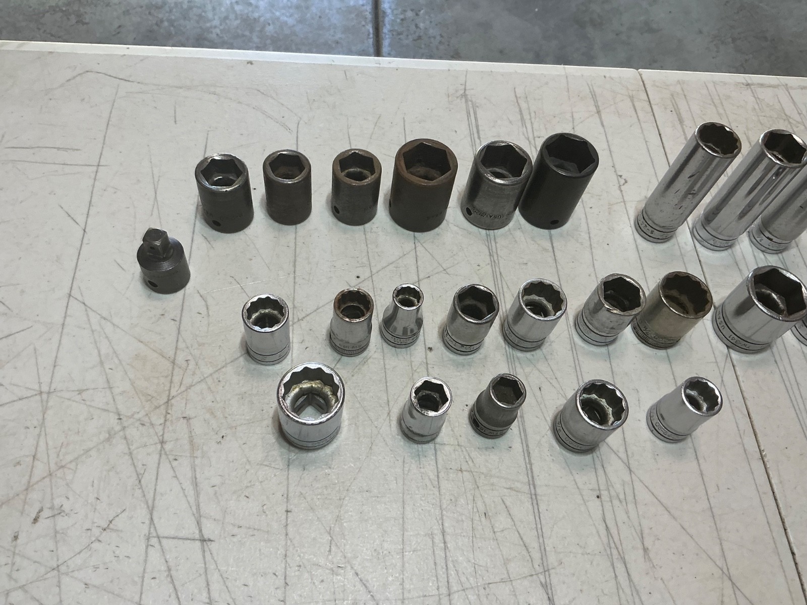 35 asst Snap-on 1/2″ drive sockets shallow & deep USA